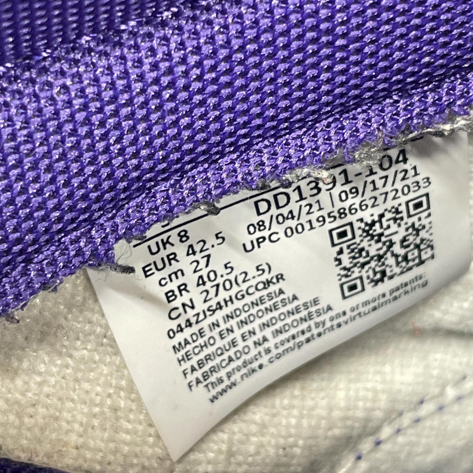 スニーカー NIKE DUNK LOW RETRO PURPLE WHITE DD1391-104 27cm (US9 UK8 1/2 EU44)