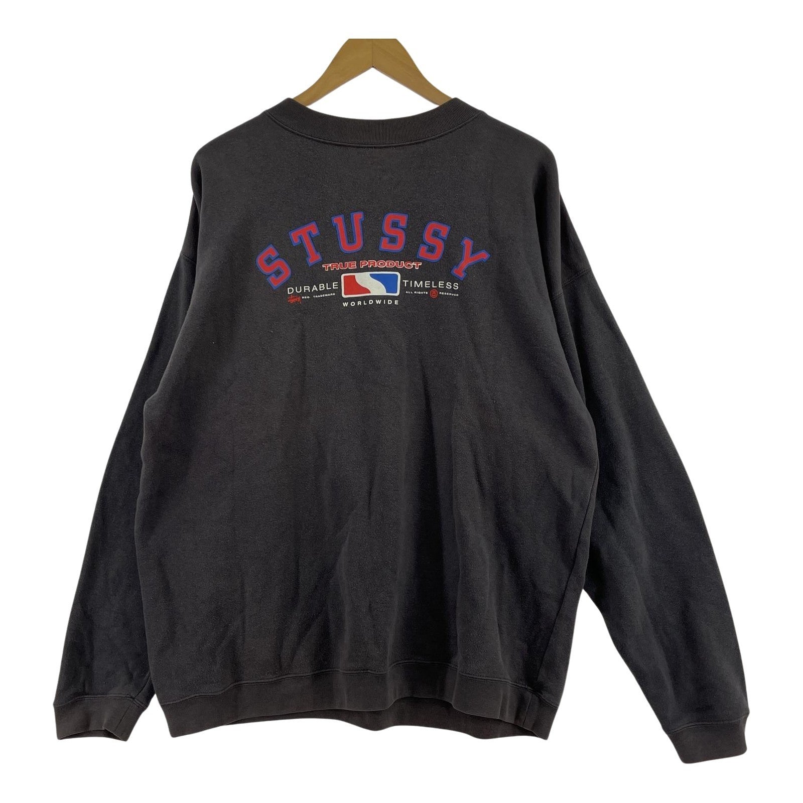 その他トップス STUSSY 90s DURABLE TIMELESS プリントスウェット グレー (M) M グレー