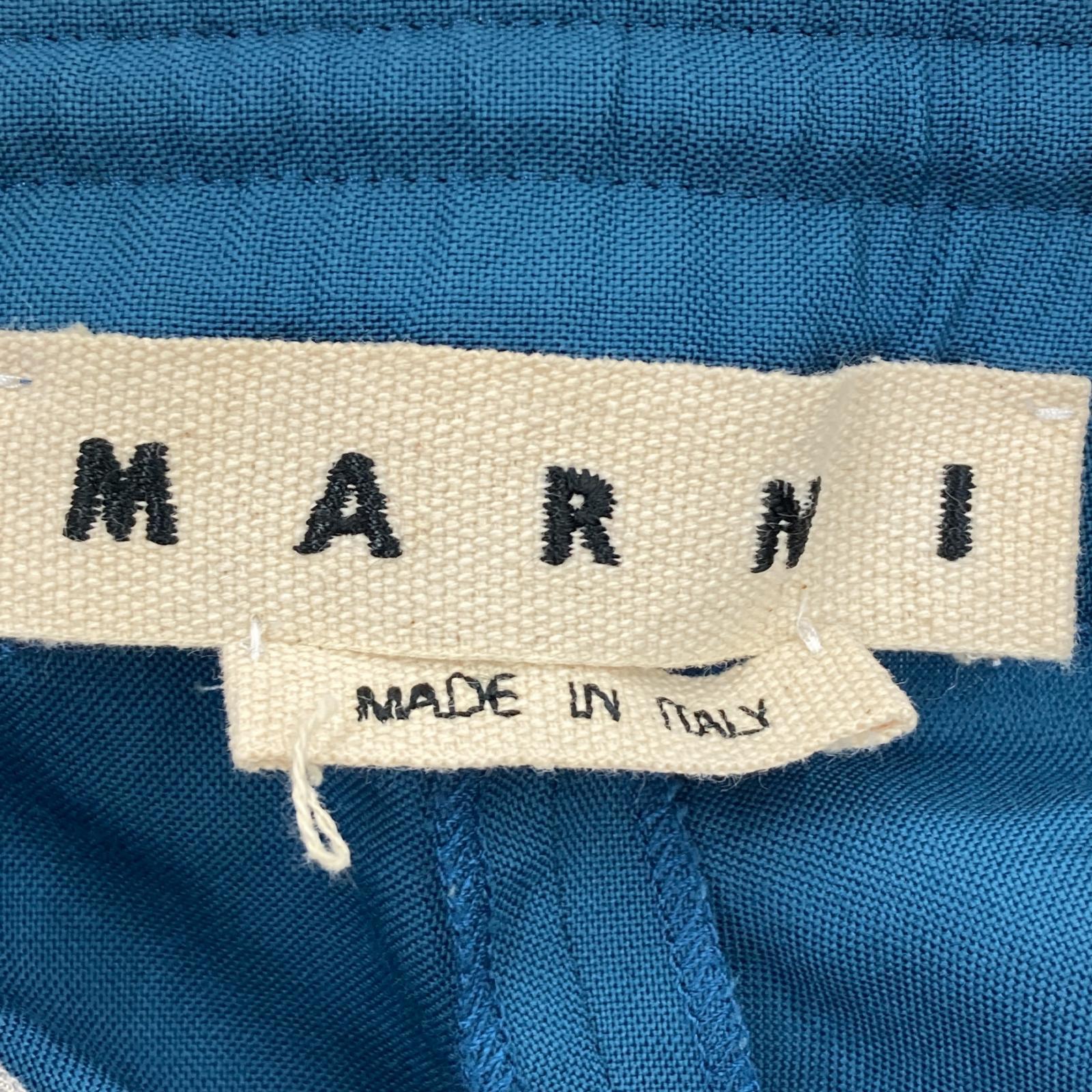 その他ボトムス MARNI コットンツイル1Pシャーリングテーパードパンツ ブルー (44) 44 ブルー