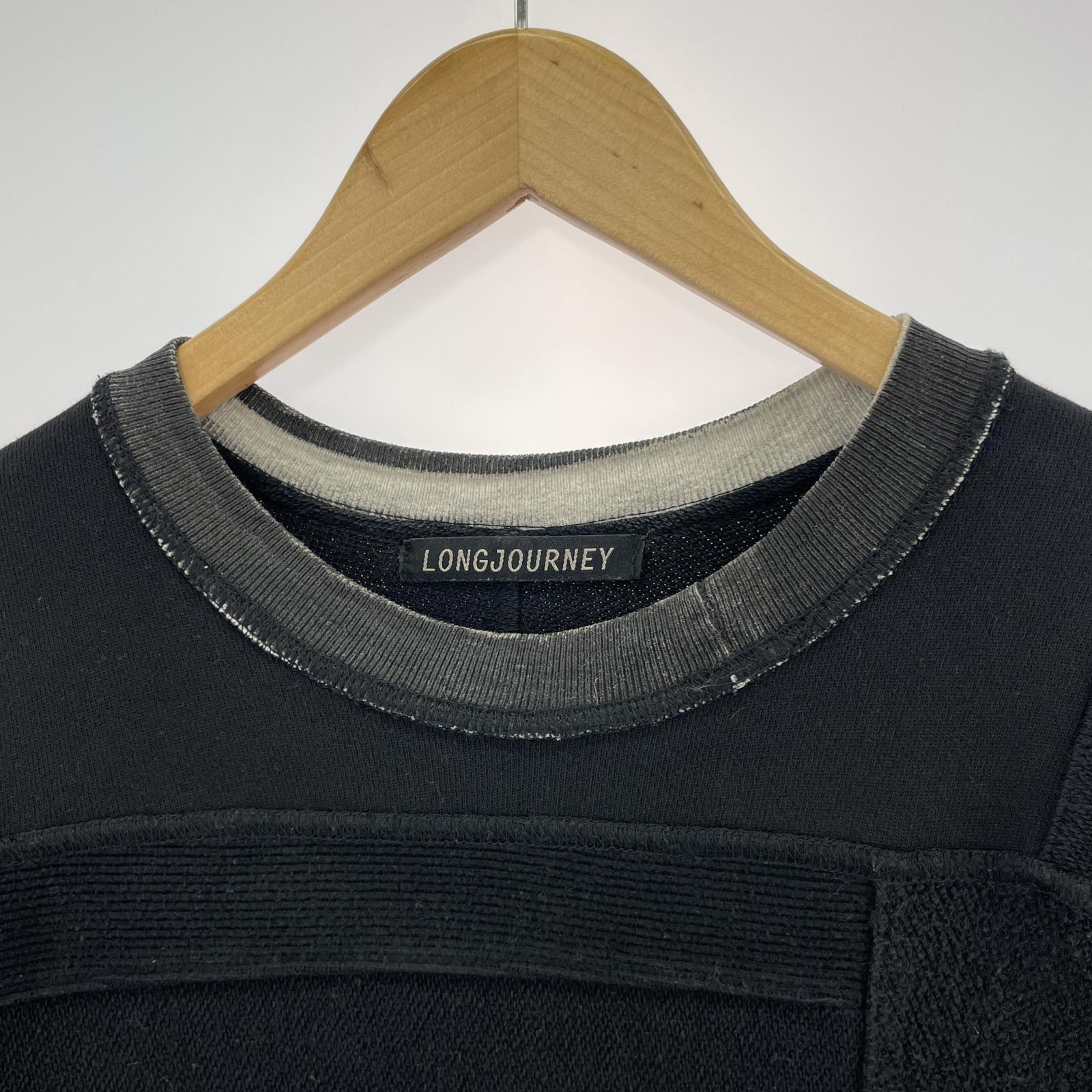 その他トップス LONG JOURNEY NASH SWEATER パッチワークリメイクスウェット XS 黒 SS ブラック