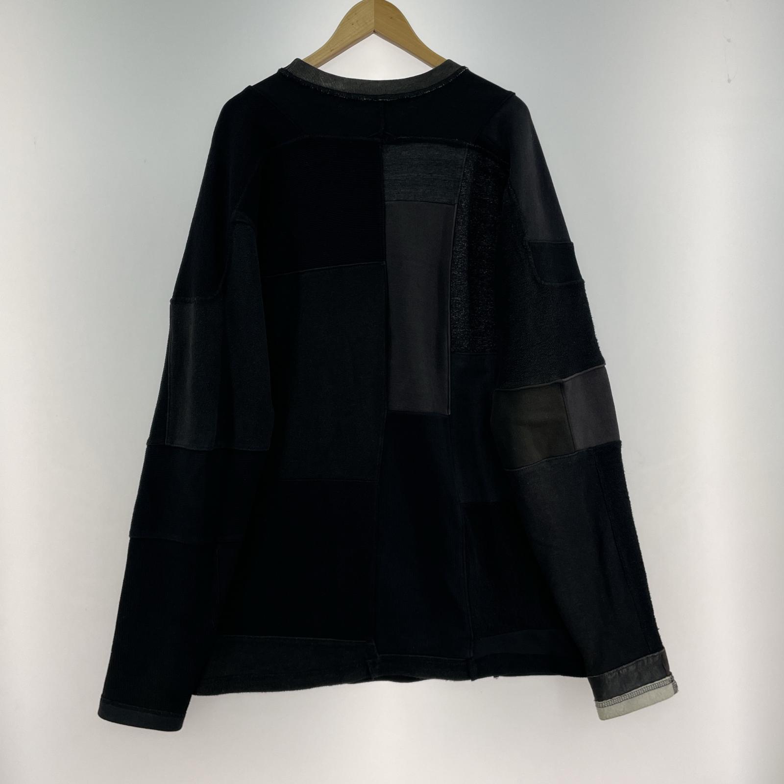 その他トップス LONG JOURNEY NASH SWEATER パッチワークリメイクスウェット XS 黒 SS ブラック
