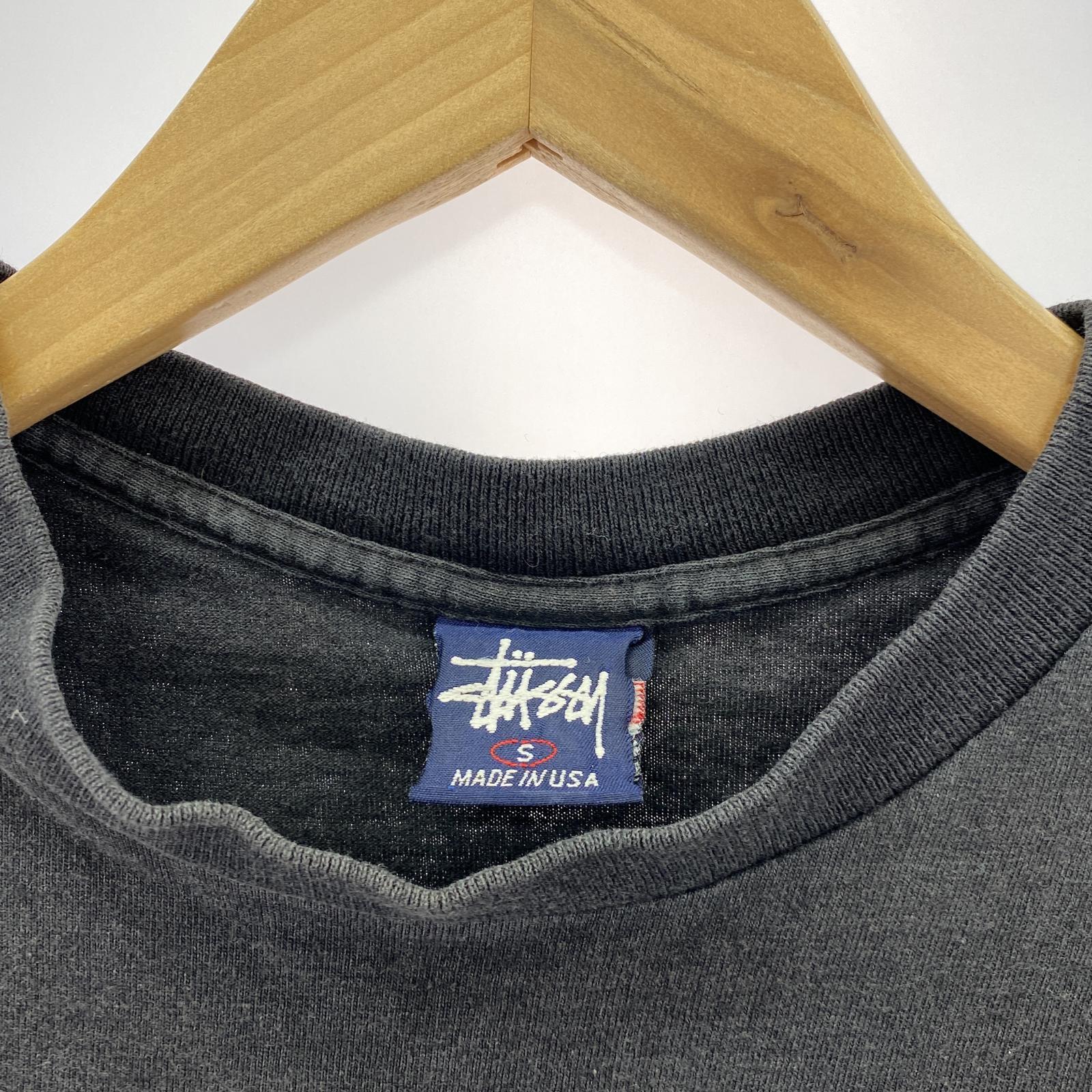 その他トップス STUSSY 90S ドラゴンアートプリント S/Sカ S ブラック