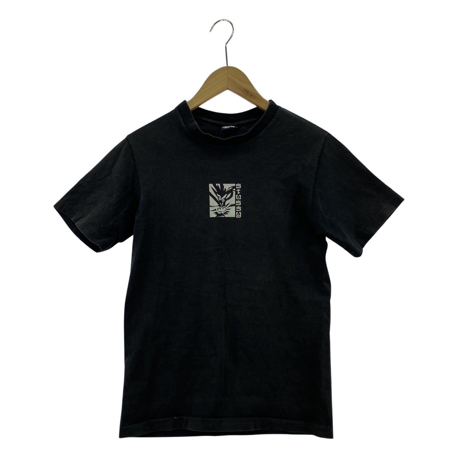 その他トップス STUSSY 90S ドラゴンアートプリント S/Sカ S ブラック