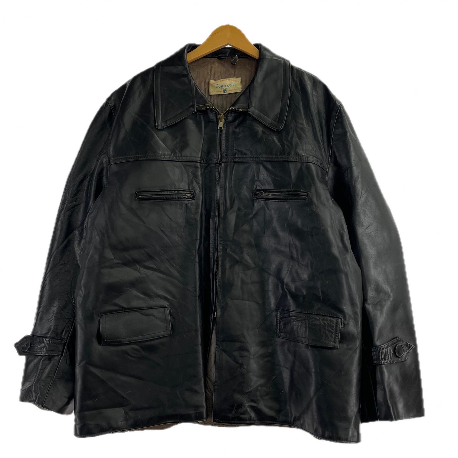 その他アウター 50s CONFECUIR レザーカーコート - 黒 ブラック