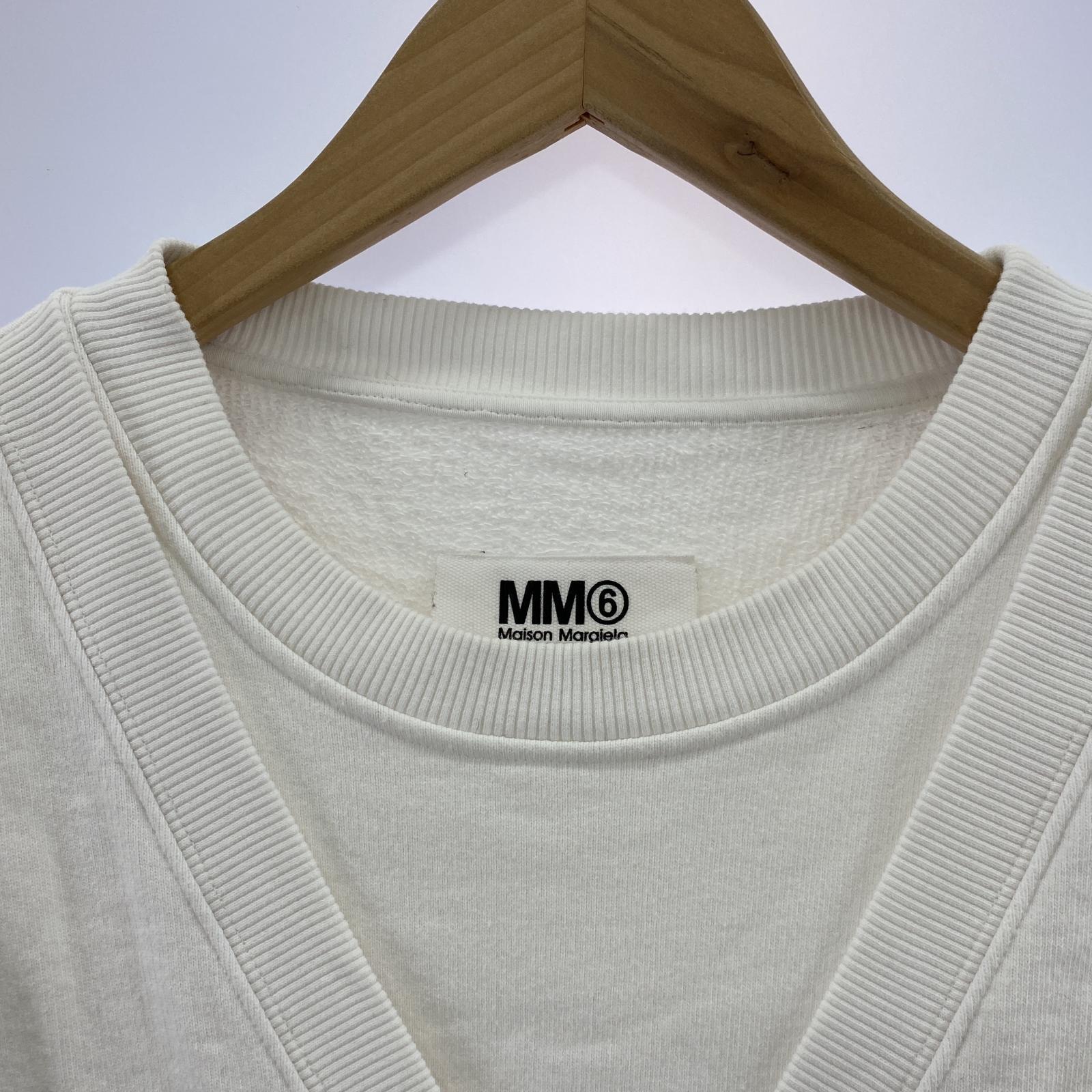 その他トップス MM6 20SS レイヤードボクシースウェット M M ホワイト