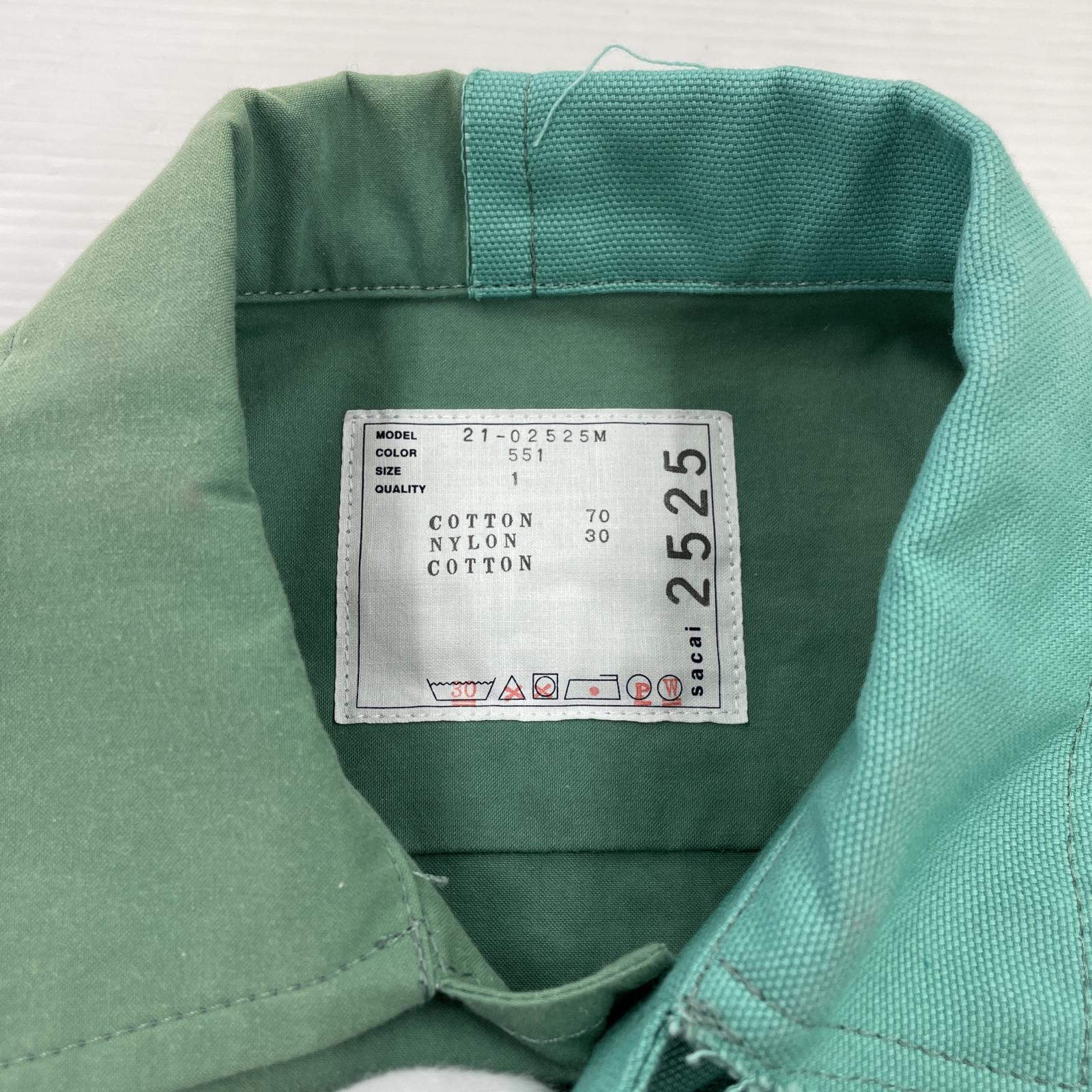 その他トップス sacai コットンナイロンオックスフォードシャツ 1 グリーン
