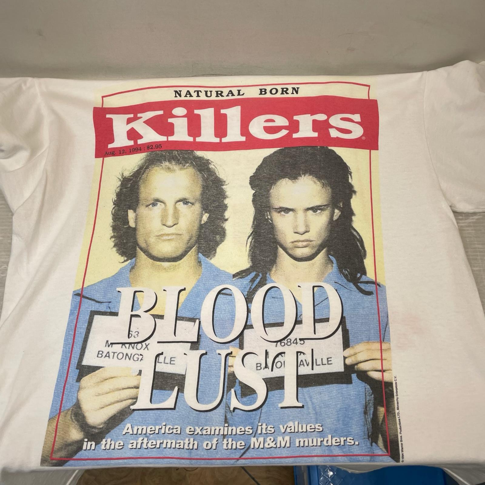半袖Tシャツ 90s 90s NATURAL BORN KILLERS ムービープリントTee XL ホワイト 1994年 giantタグ LL ホワイト