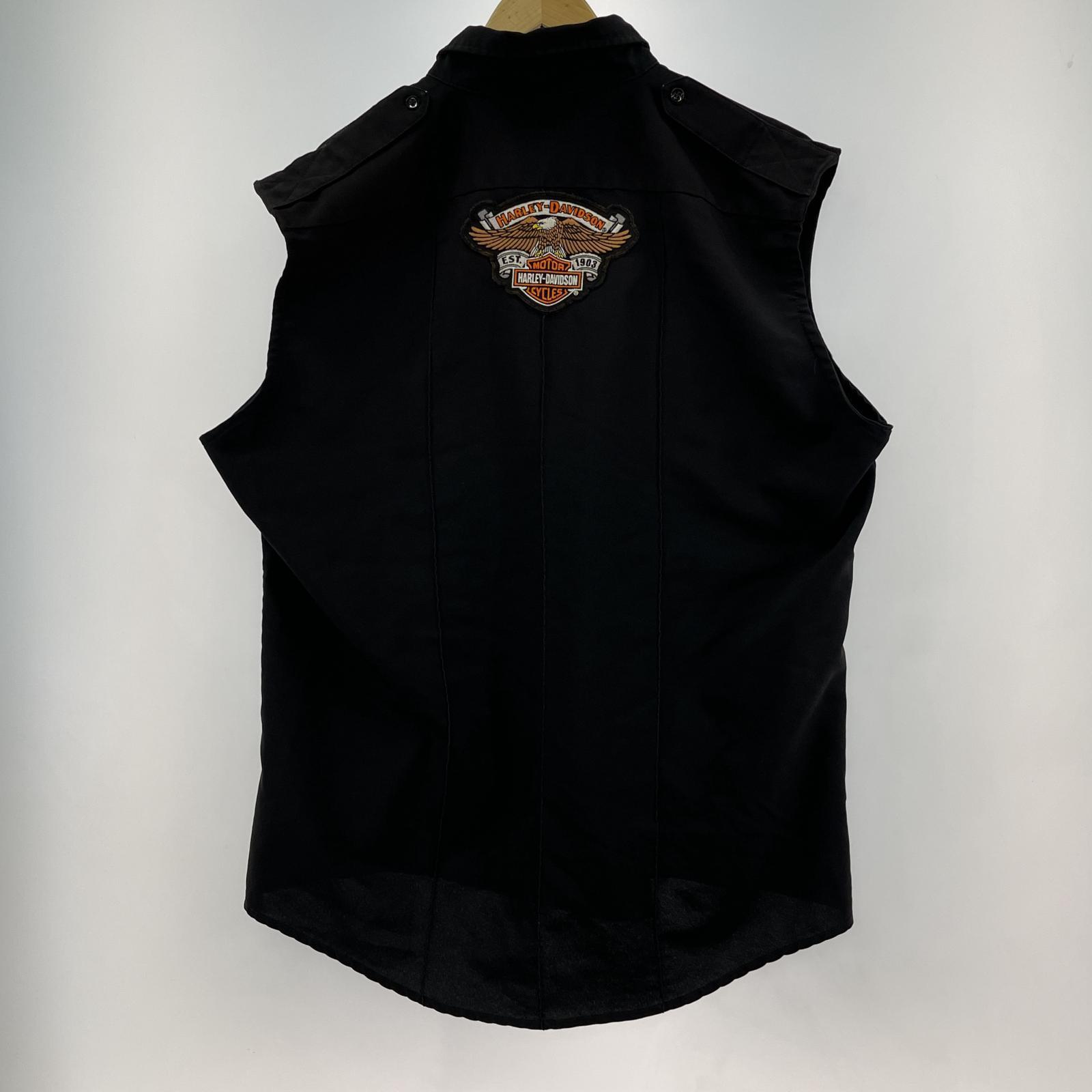 その他アウター Harley-Davidson ノースリーブ ワッペン ZIPベスト XL 黒 ブラック