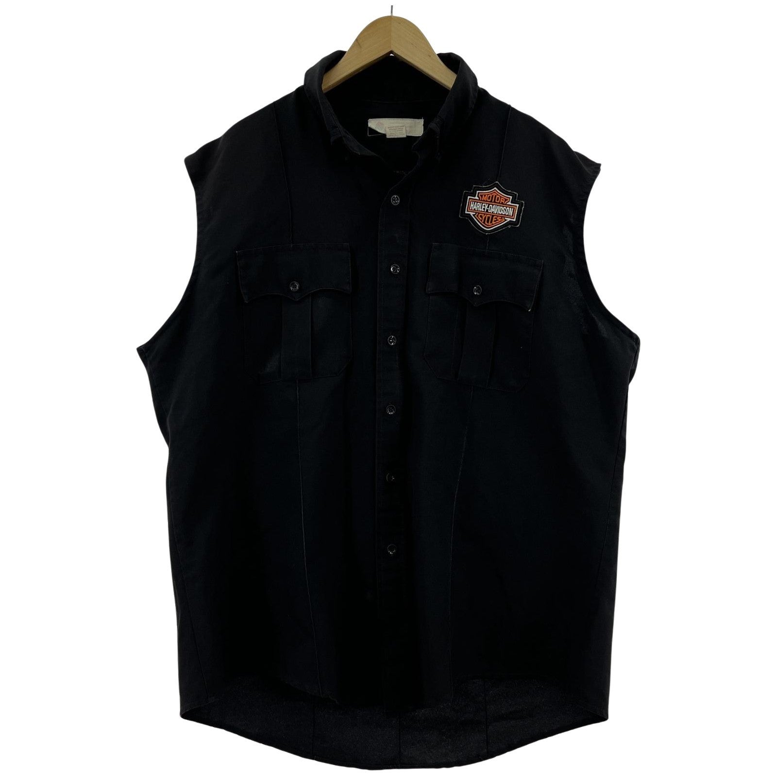 その他アウター Harley-Davidson ノースリーブ ワッペン ZIPベスト XL 黒 ブラック