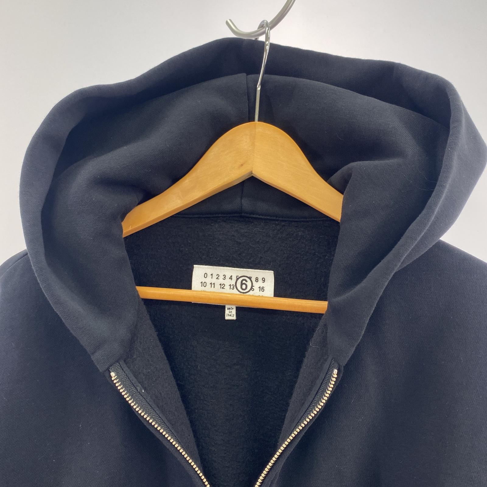 その他トップス MM6 ショート丈 クロップドZIPパーカー 黒 XS S ブラック