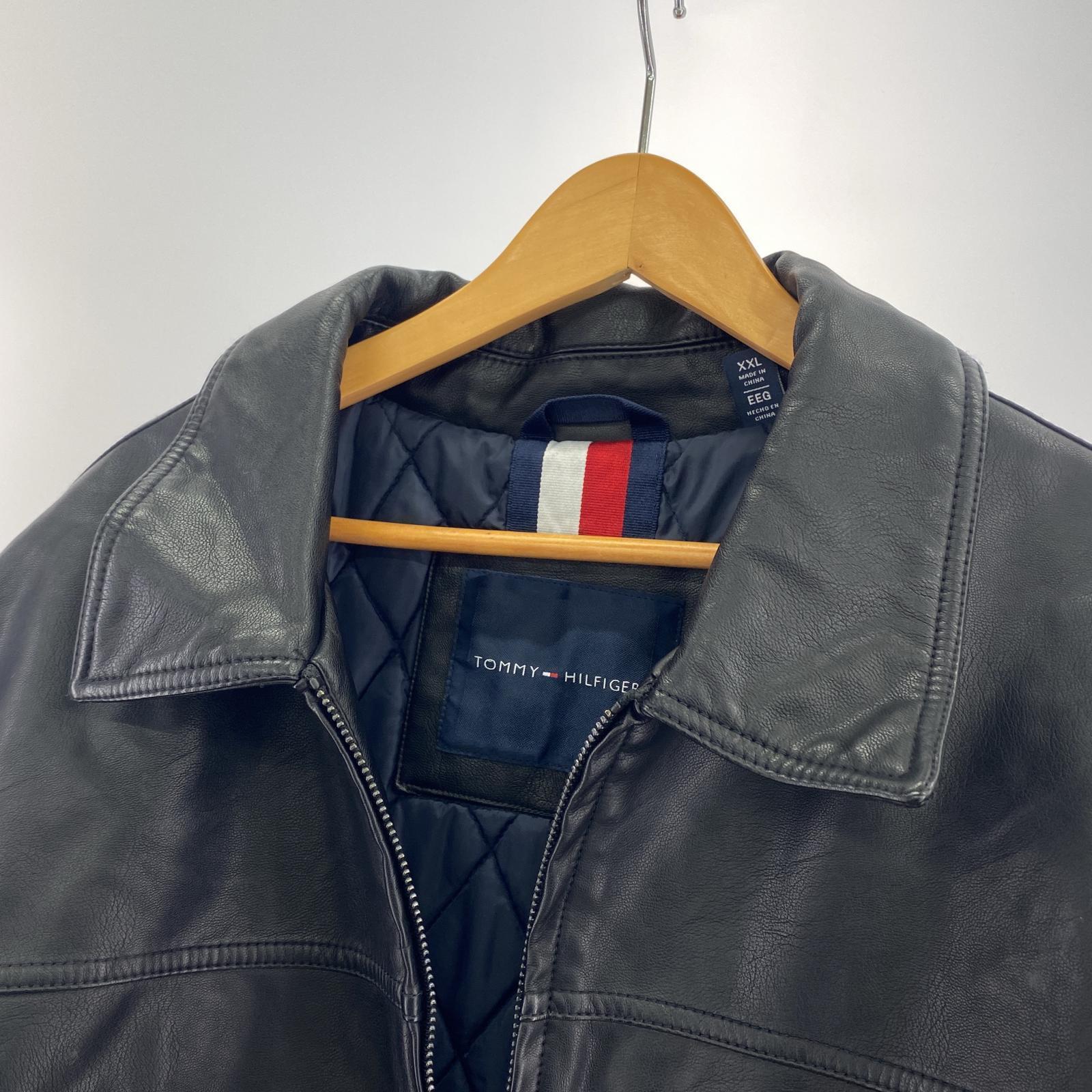 その他アウター TOMMY HILFIGER フェイクレザージャケット BLK XXL ブラック