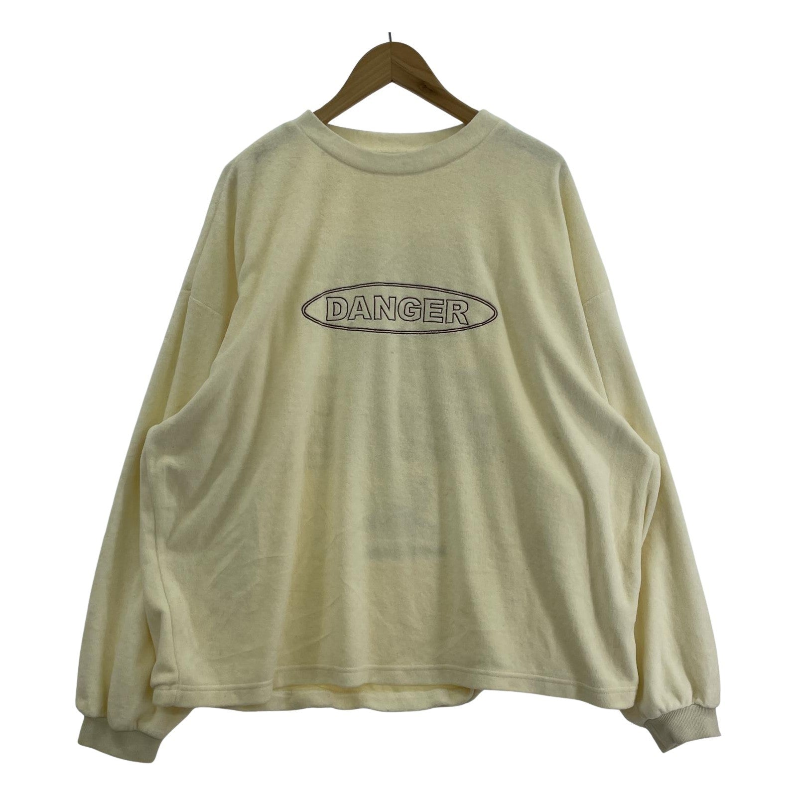 その他トップス TIGHTBOOTH×black eye patch DANGER ベロアスウェット アイボリー (L) L ホワイト