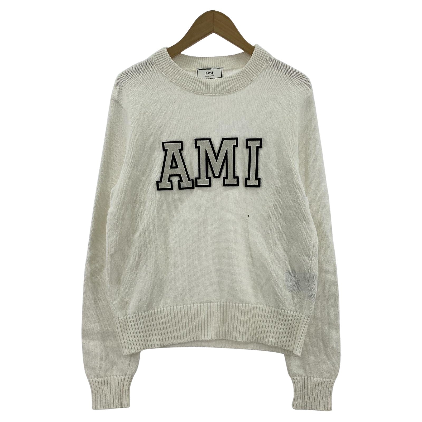 その他トップス AMI Alexandre Mattiussi FELPA PULL COL ROND コットンニット S アイボリー S ホワイト