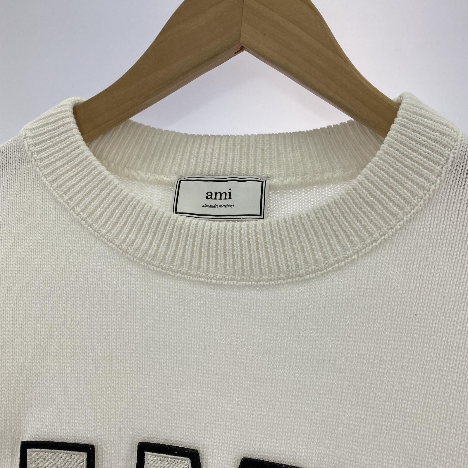 その他トップス AMI Alexandre Mattiussi FELPA PULL COL ROND コットンニット S アイボリー S ホワイト