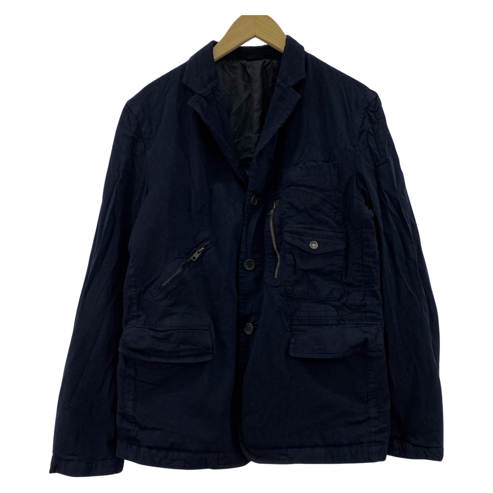その他アウター COMME des GARCONS HOMME ポリ縮絨 製品染め デザインジャケット S 紺 S ネイビー