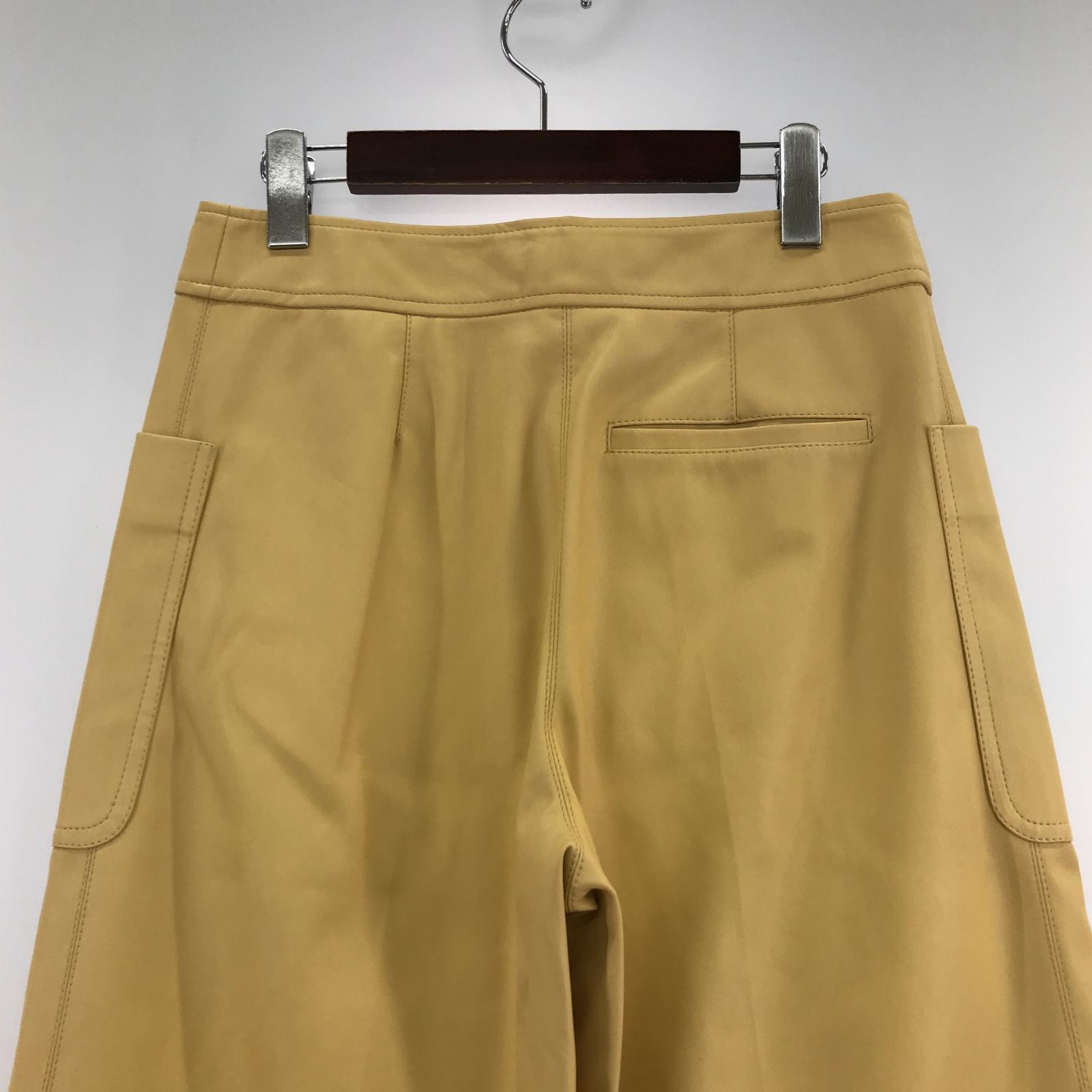 その他ボトムス STELLA McCARTNEY レザーワイドパンツ 40 イエロー ベージュ