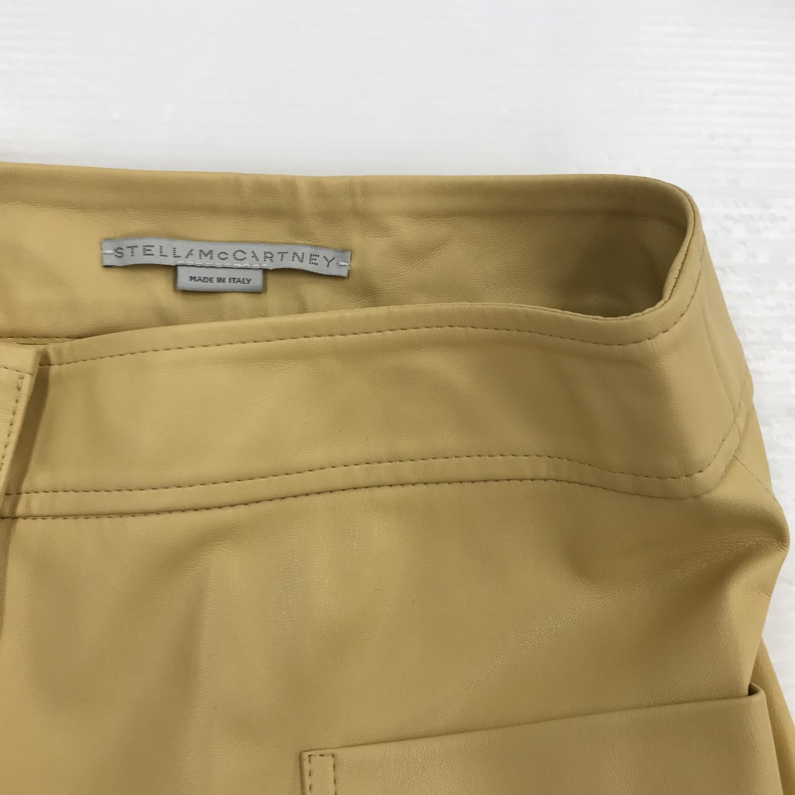 その他ボトムス STELLA McCARTNEY レザーワイドパンツ 40 イエロー ベージュ