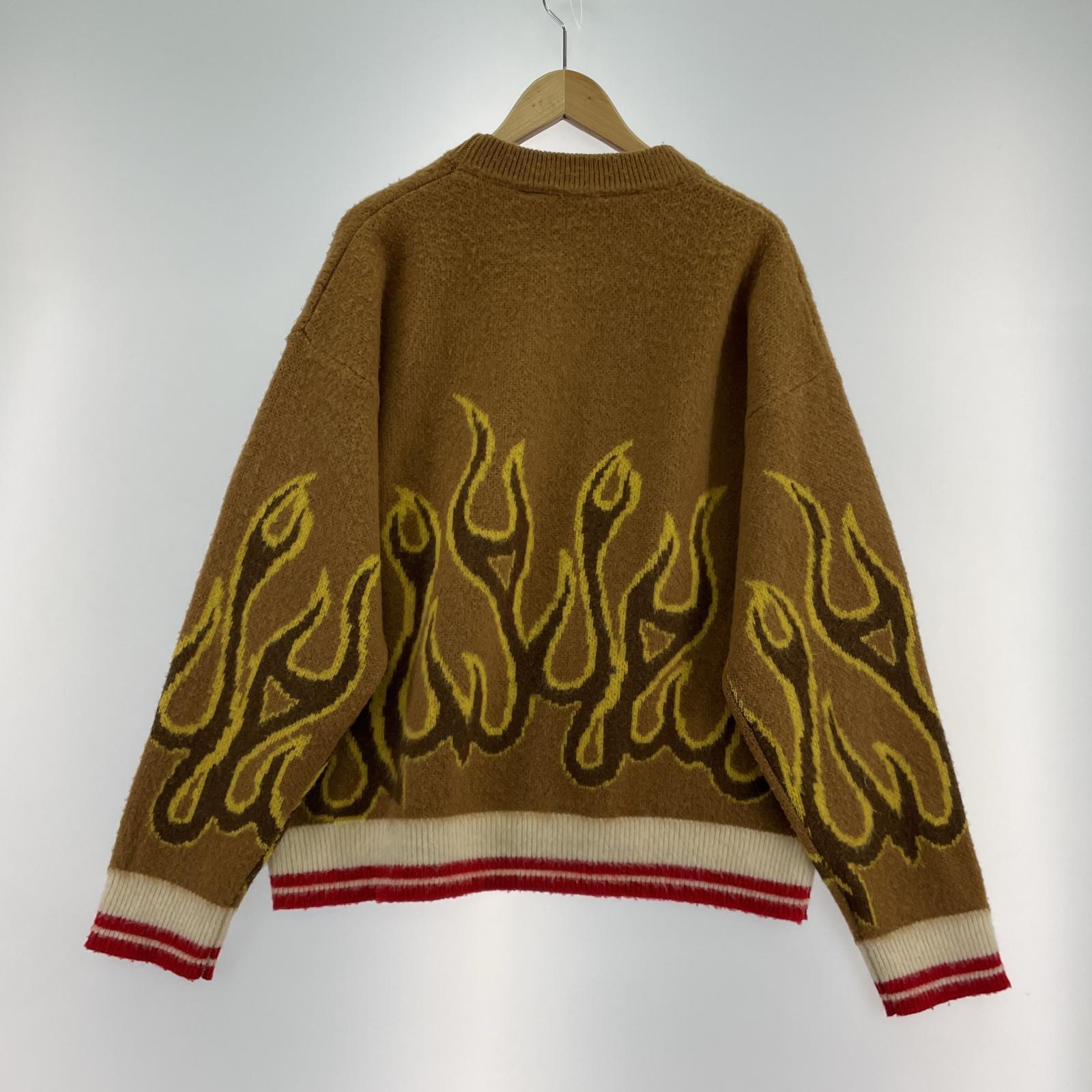 その他トップス PALM ANGELS ファイヤーパターンニット L L ブラウン