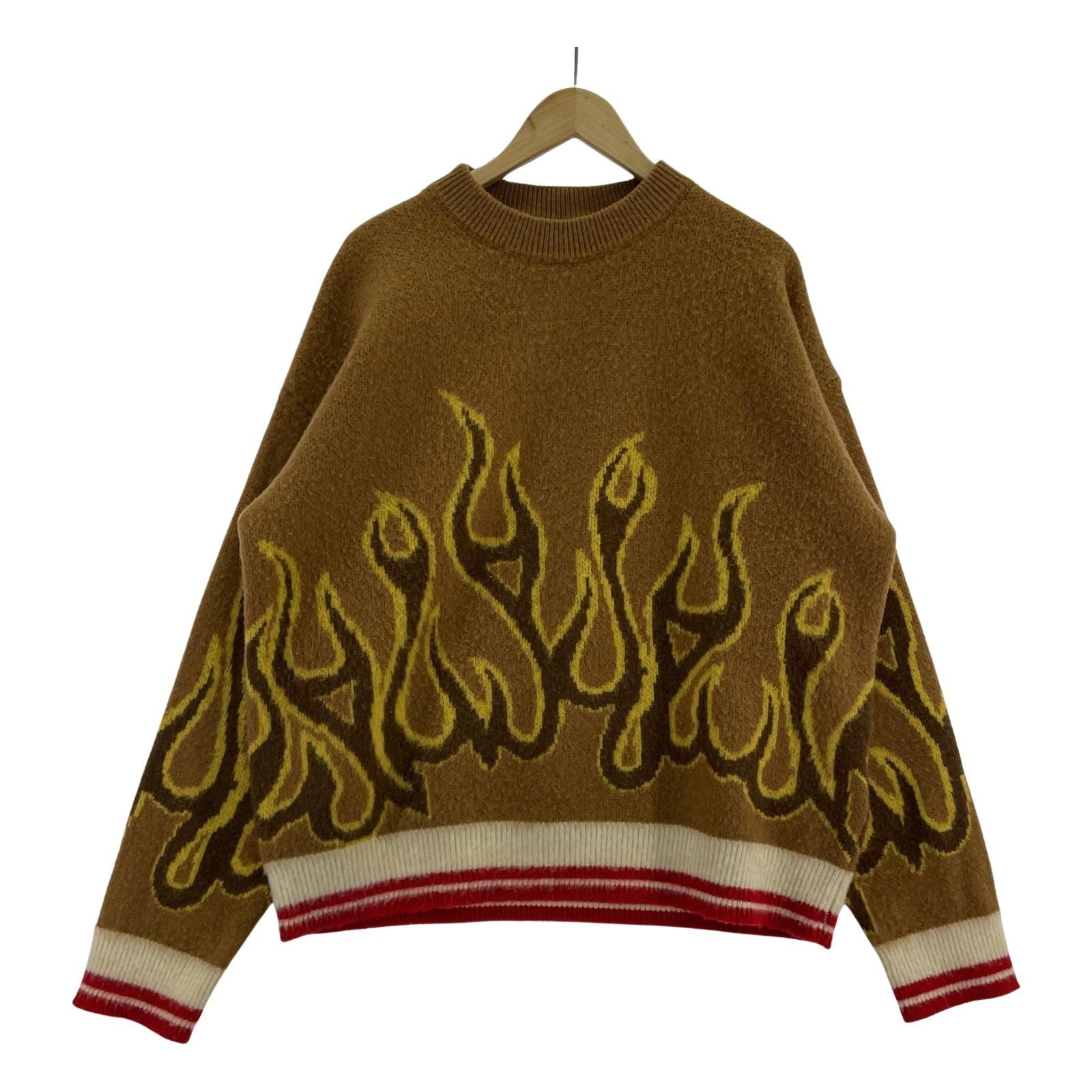 その他トップス PALM ANGELS ファイヤーパターンニット L L ブラウン