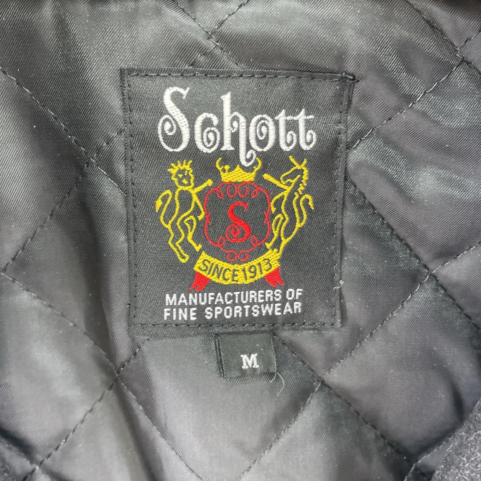 その他アウター schott×SKOOKUM 袖レザー ウール スタジャン M 黒