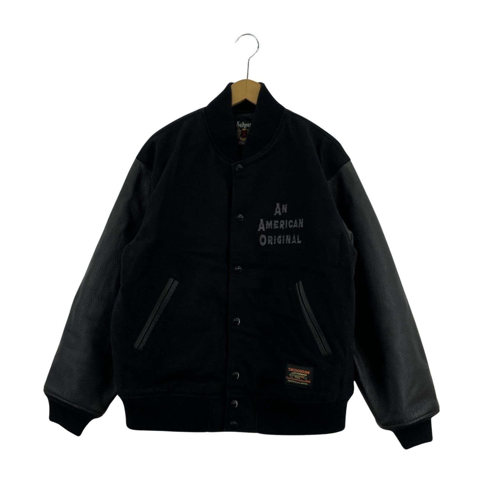 その他アウター schott×SKOOKUM 袖レザー ウール スタジャン M 黒