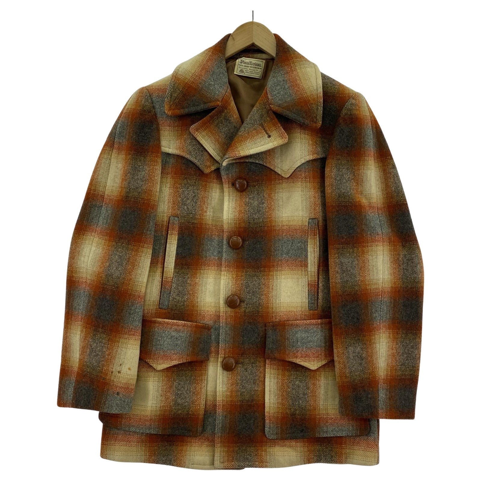 その他アウター PENDLETON 80s ランチコート オンブレチェック ブラウン