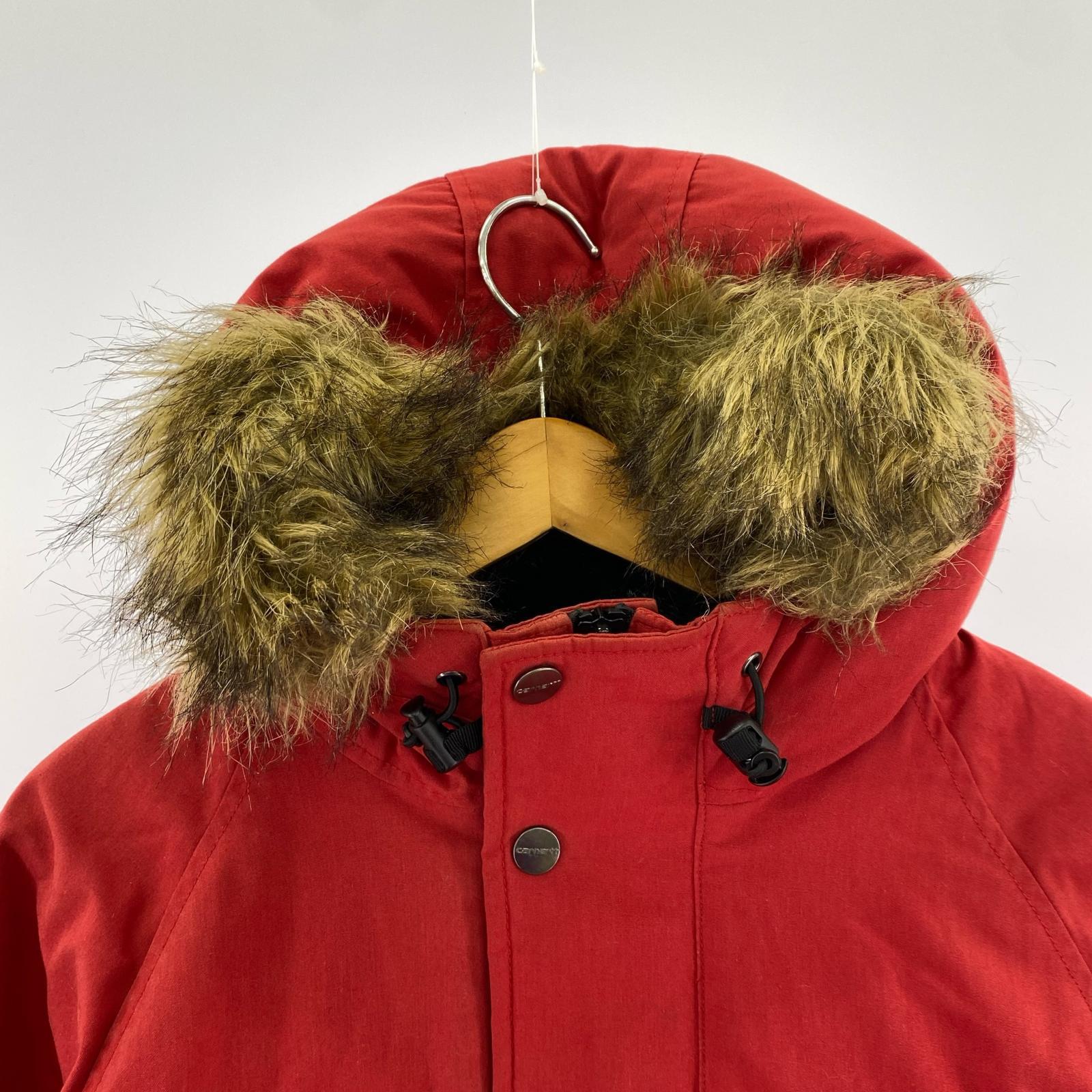 その他アウター Carhartt WIP TRAPPER PARKA エルボーパッチ ファー 中綿ジャケット S 赤 S レッド