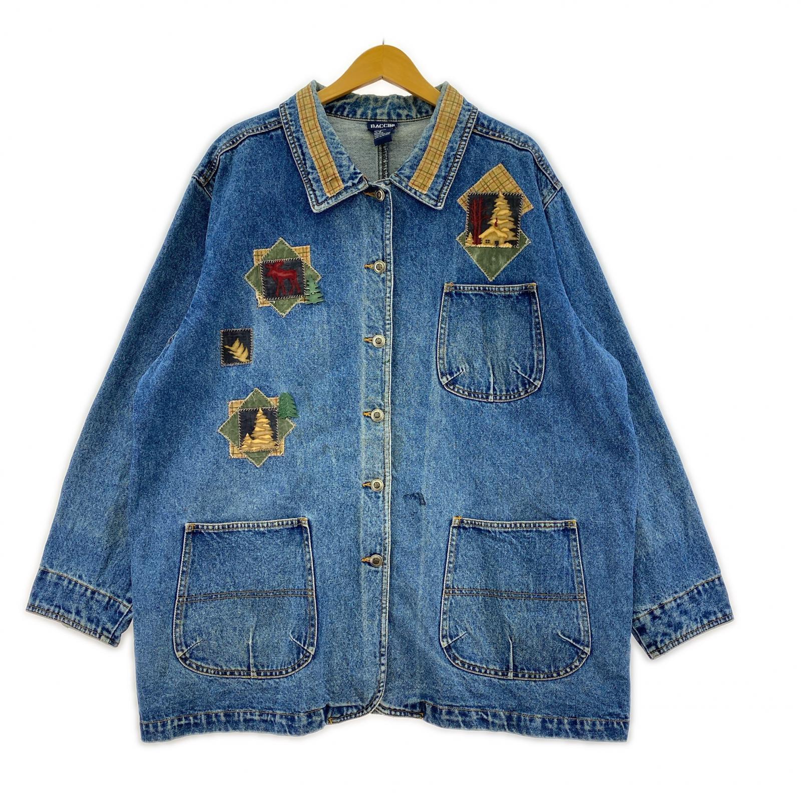 その他アウター OLD・VINTAGE BACCINI パッチワークデニムカバーオール (1X) ブルー
