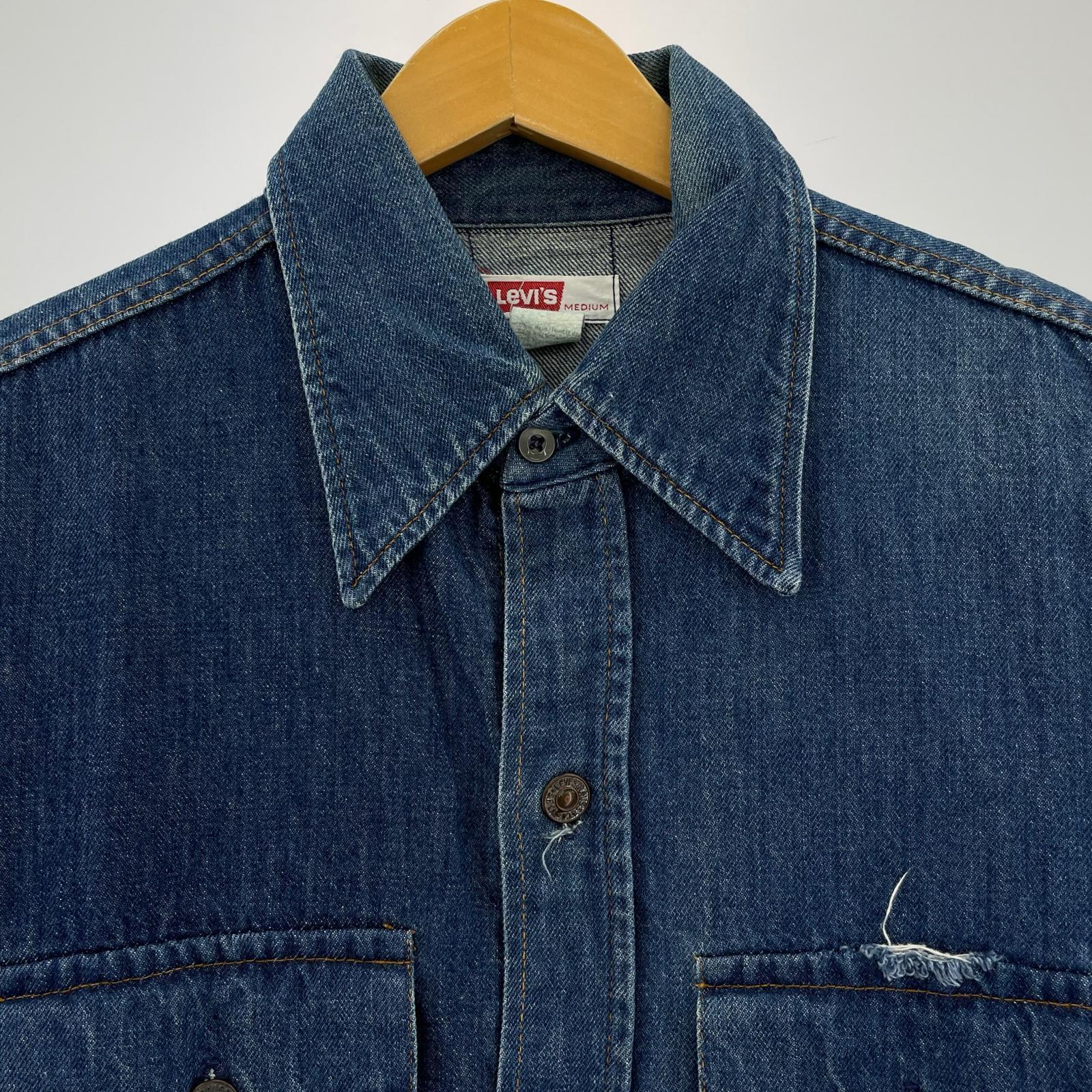 長袖シャツ 70s Denim Shirt M IDG USA製 ブルー