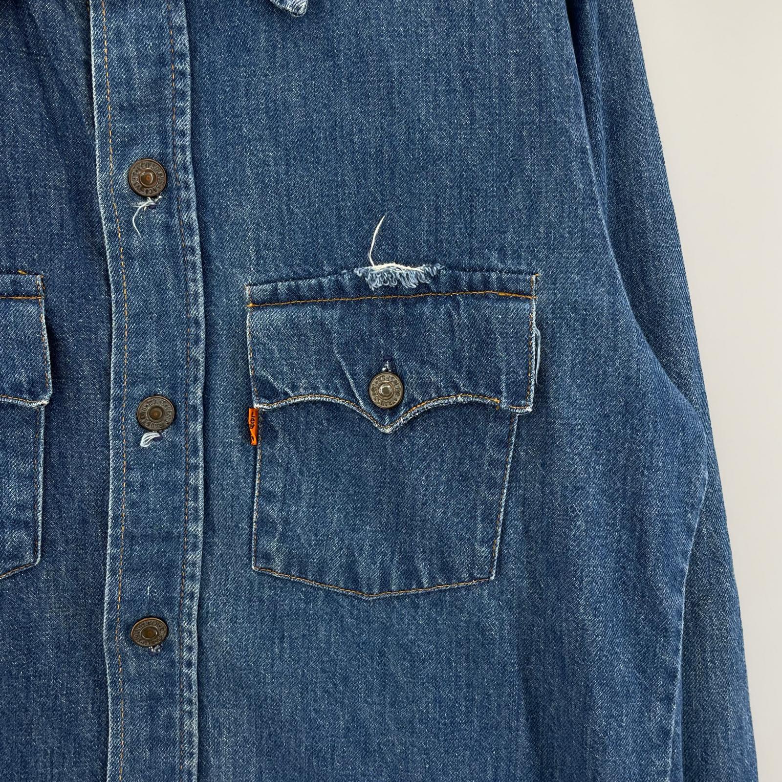 長袖シャツ 70s Denim Shirt M IDG USA製 ブルー