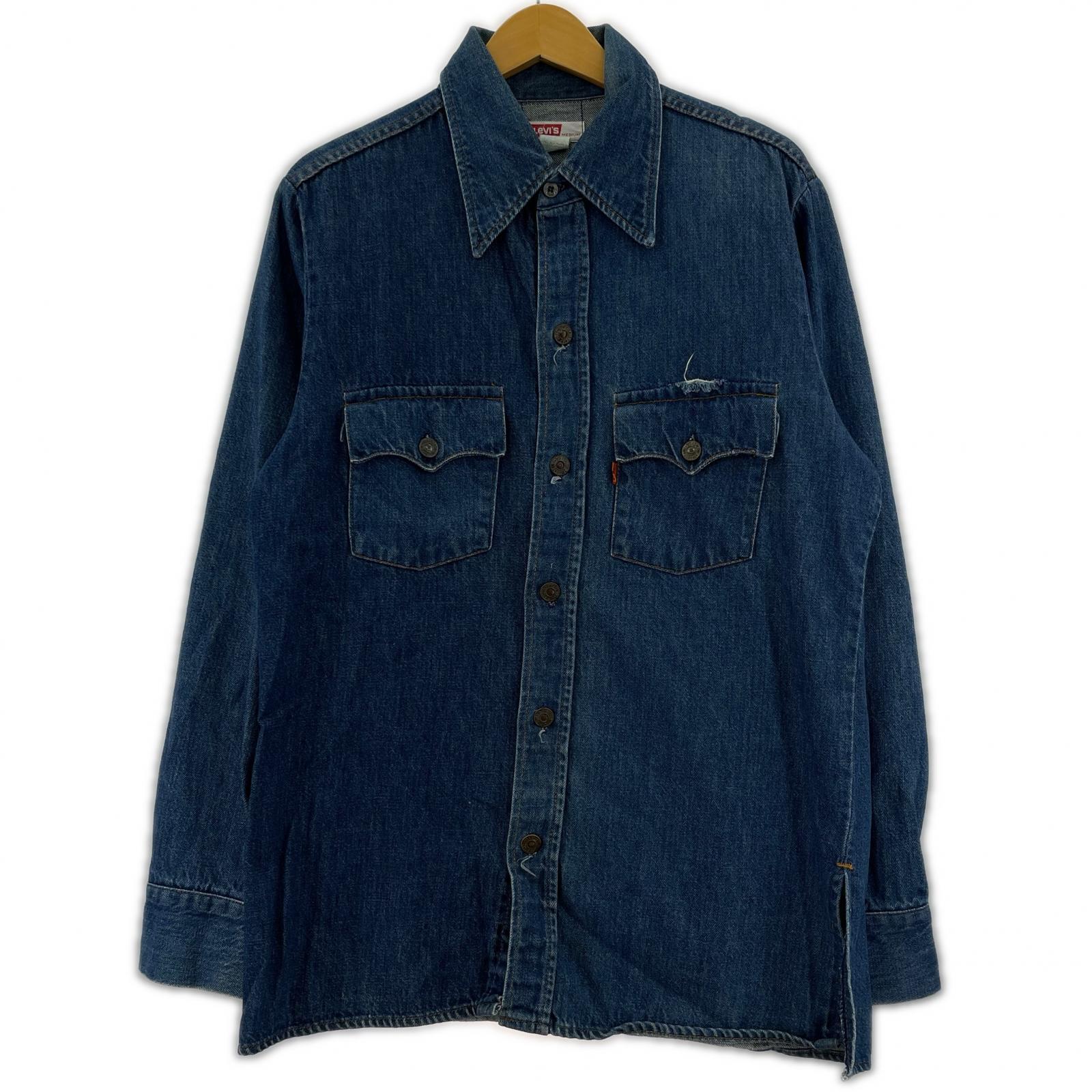 長袖シャツ 70s Denim Shirt M IDG USA製 ブルー