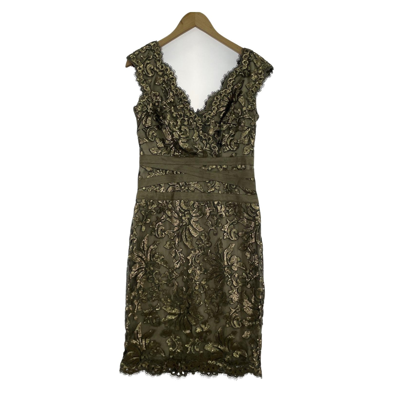 ワンピース TADASHI SHOJI スパンコールドレス ワンピース 3T896MXZ ベージュ