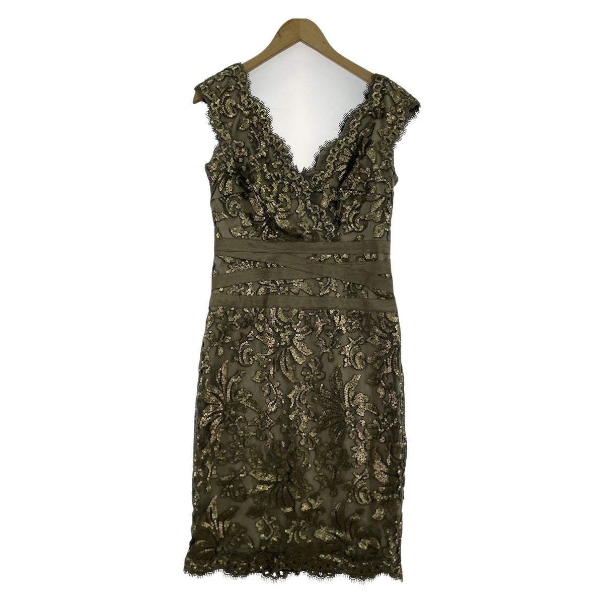 ワンピース TADASHI SHOJI スパンコールドレス ワンピース 3T896MXZ ベージュ