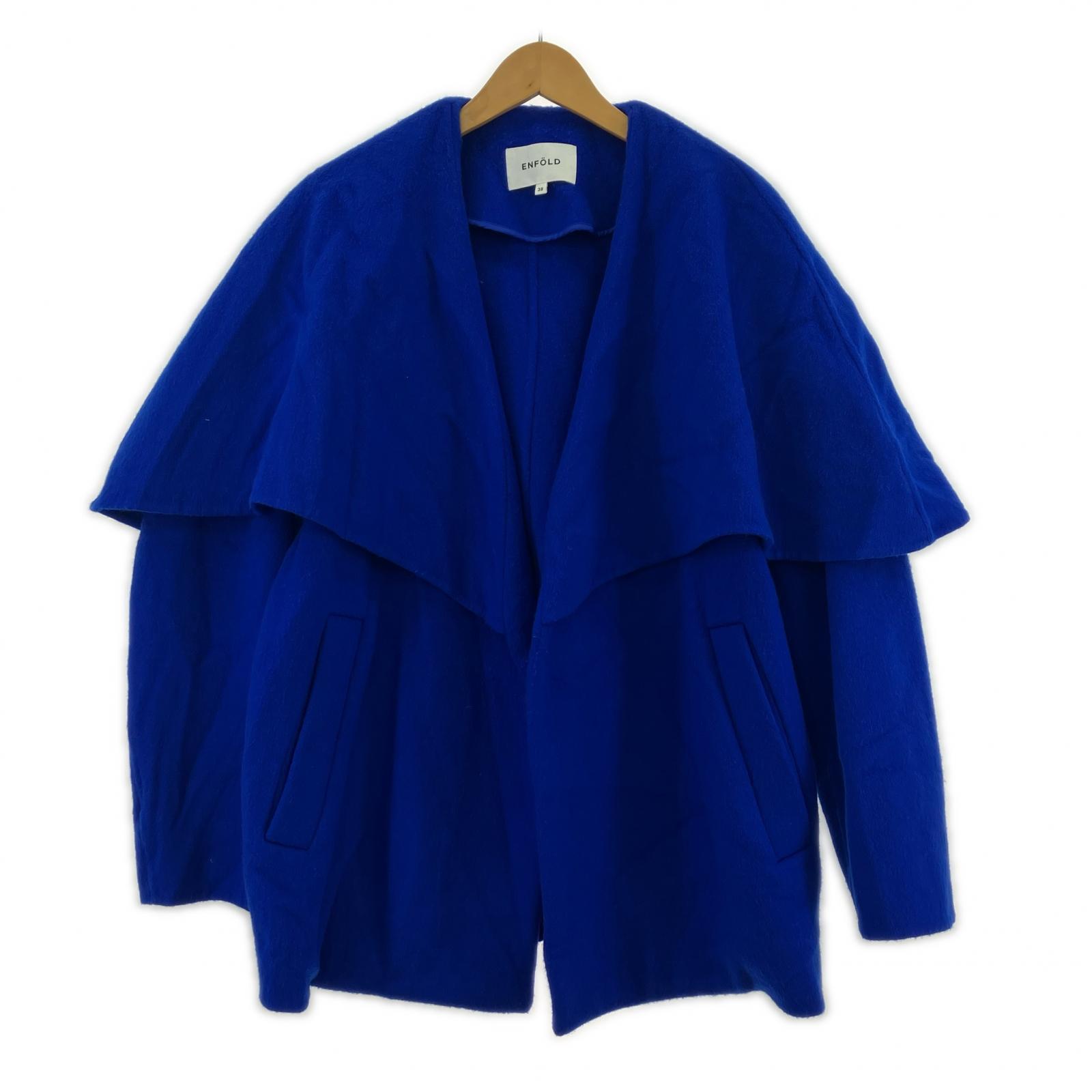 その他アウター ENFOLD 19AW ケープコート 青 38 ブルー