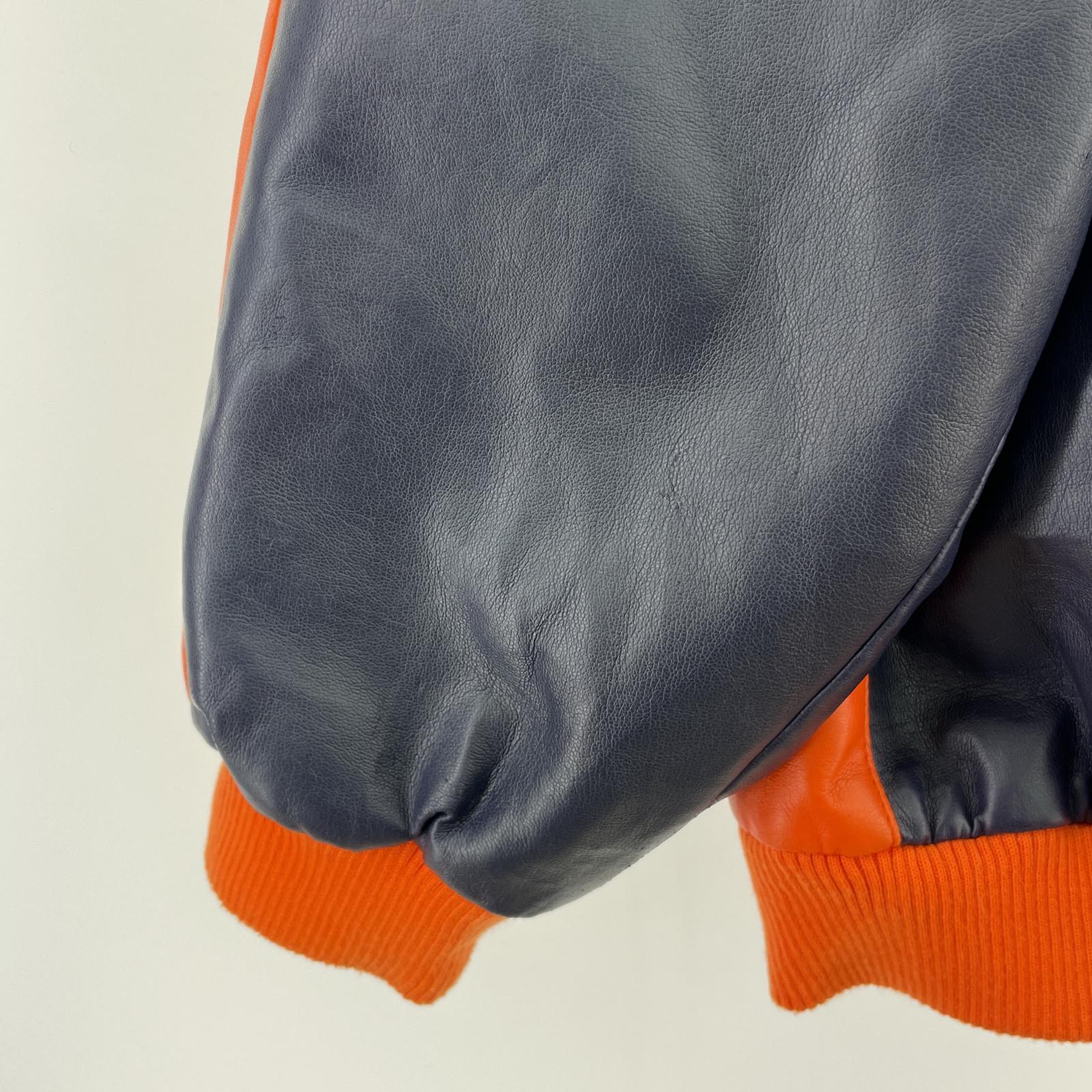 その他アウター NFL BEARS フェイクレザースタジャン ネイビー XL