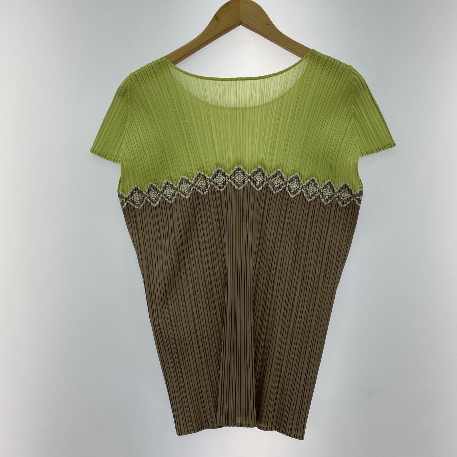 その他トップス PLEATS PLEASE SSカットソー グリーン/グレー