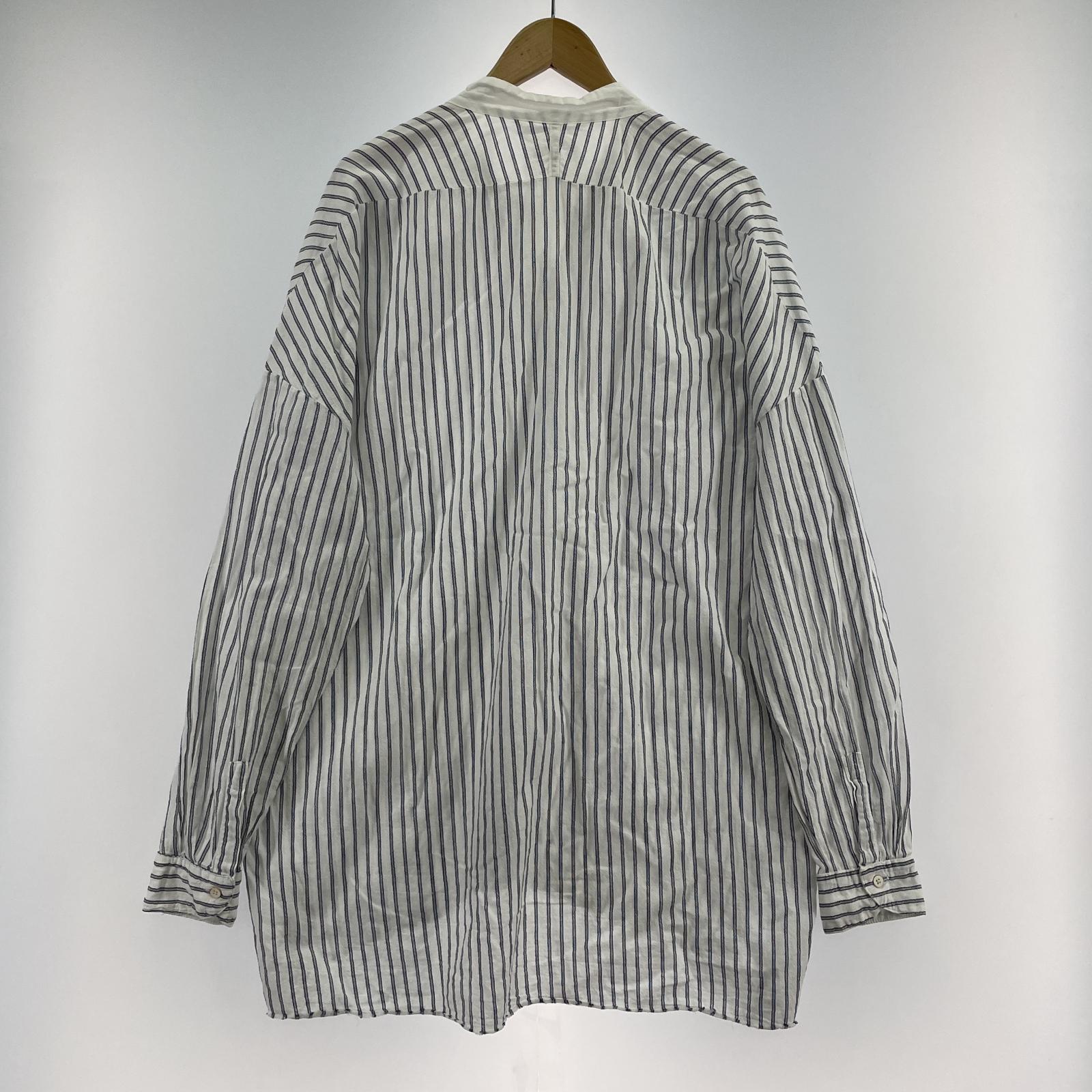 長袖シャツ hannoh wessel グランパシャツ ストライプ M 白 M