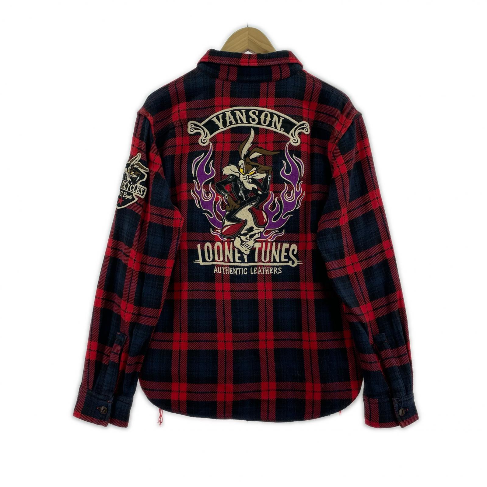 長袖シャツ VANSON ワイリーコヨーテ LSチェックネルシャツ レッド M