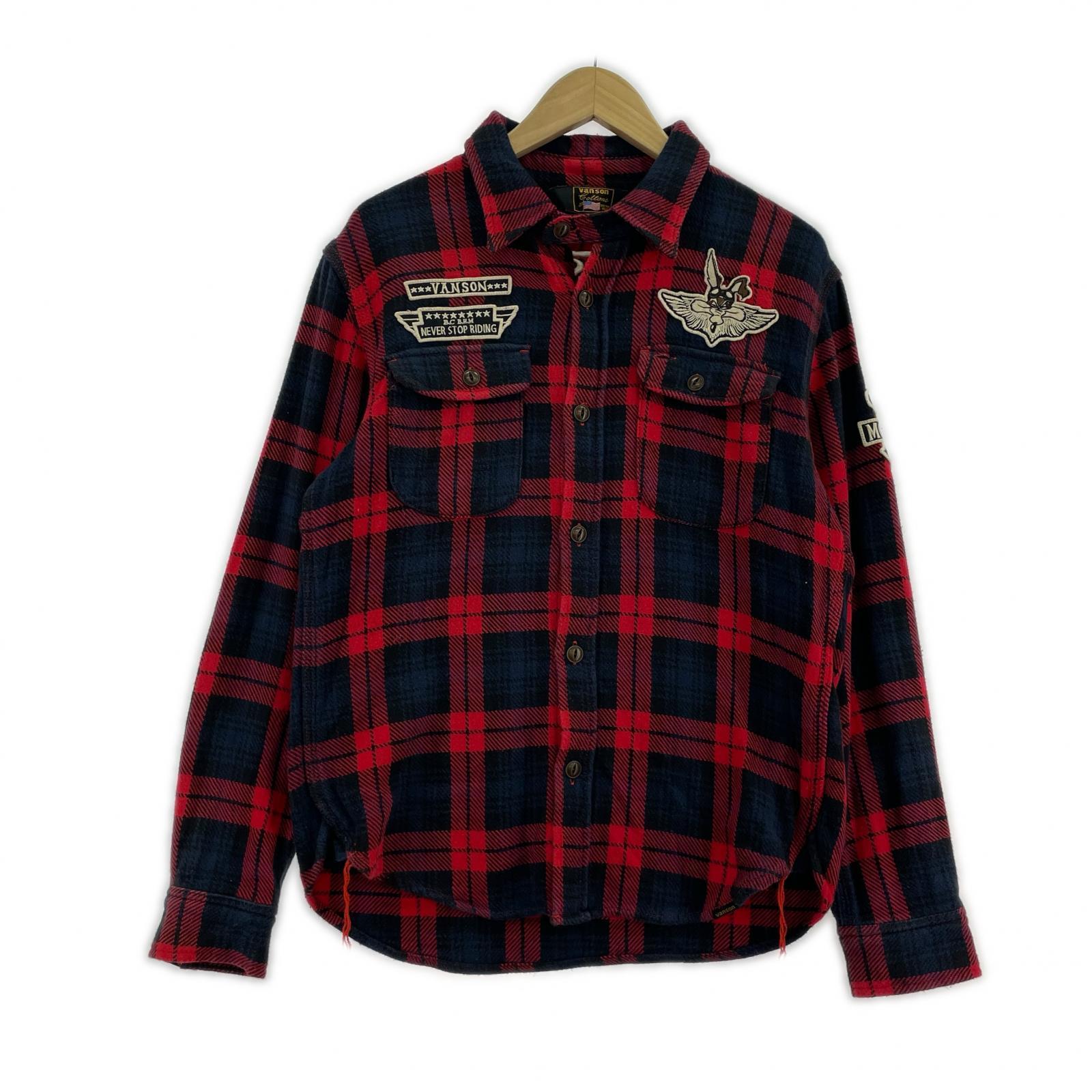 長袖シャツ VANSON ワイリーコヨーテ LSチェックネルシャツ レッド M