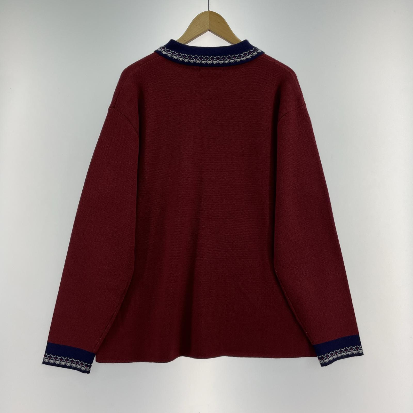 その他トップス PACCBET 22AW アーガイル ニットポロプルオ レッド