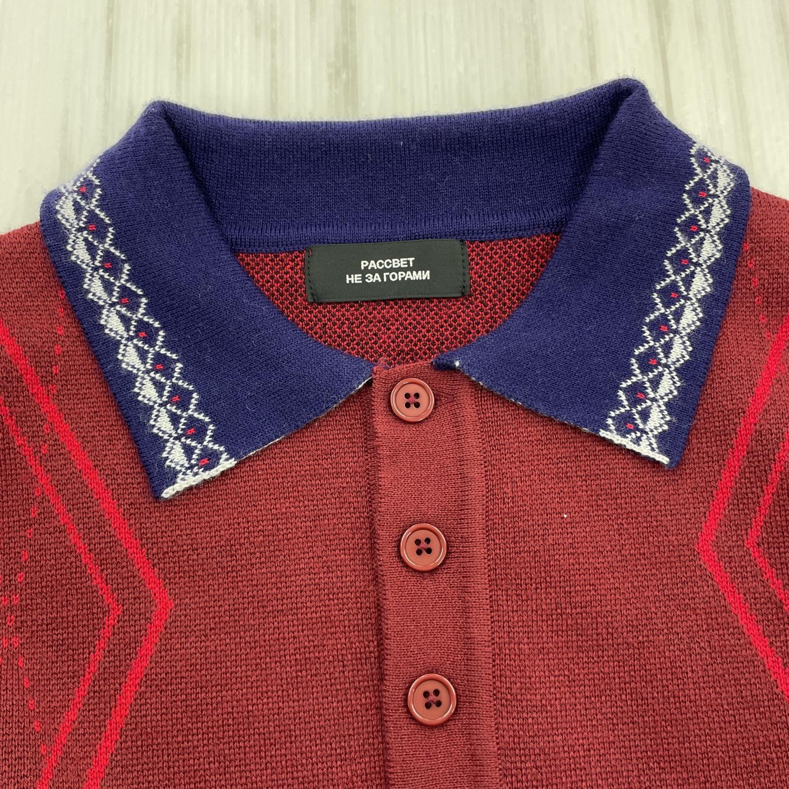 その他トップス PACCBET 22AW アーガイル ニットポロプルオ レッド