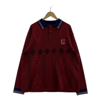 その他トップス PACCBET 22AW アーガイル ニットポロプルオ レッド
