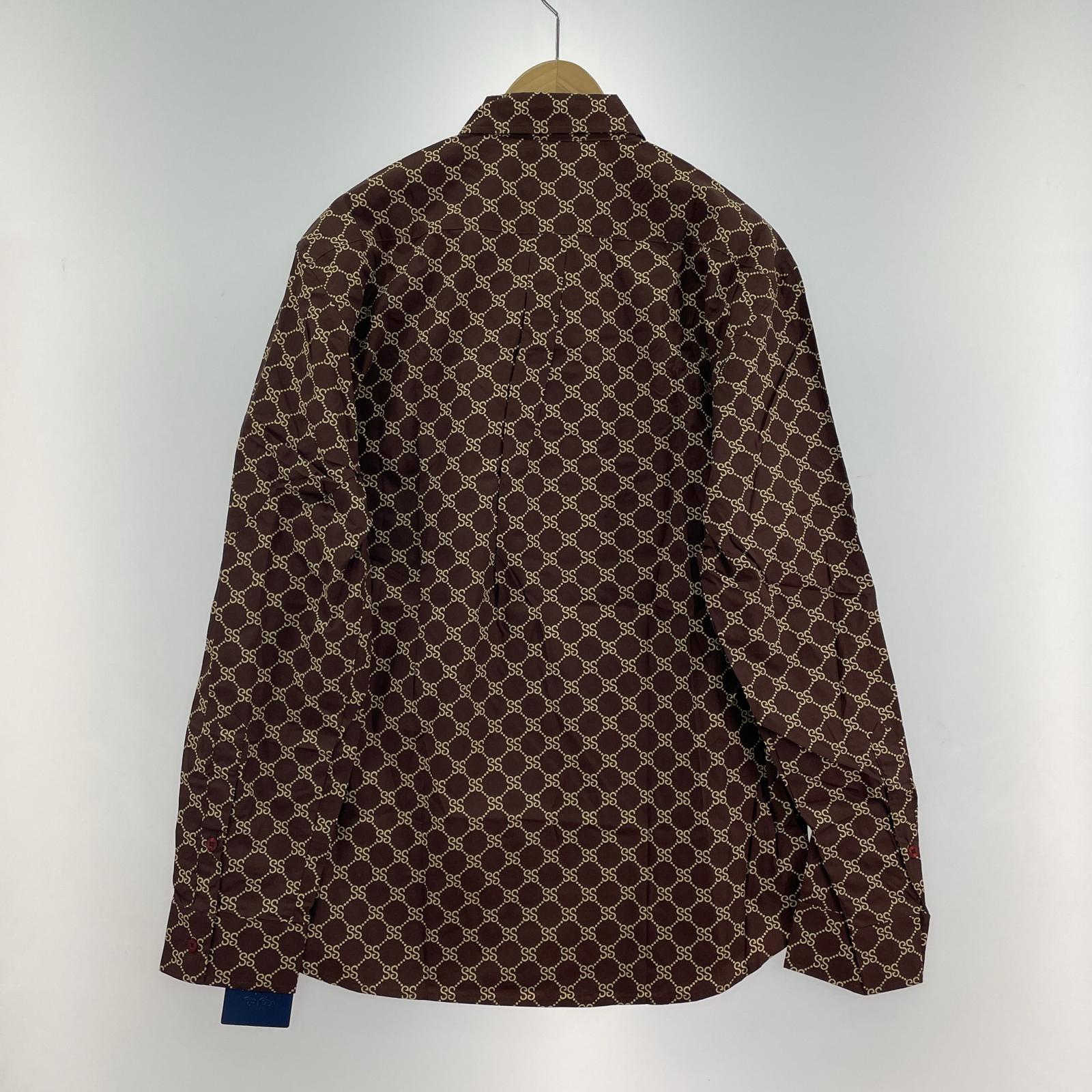 長袖シャツ STUSSY 90s MONOGRAM LOGO 長袖シャツ L ブラウン