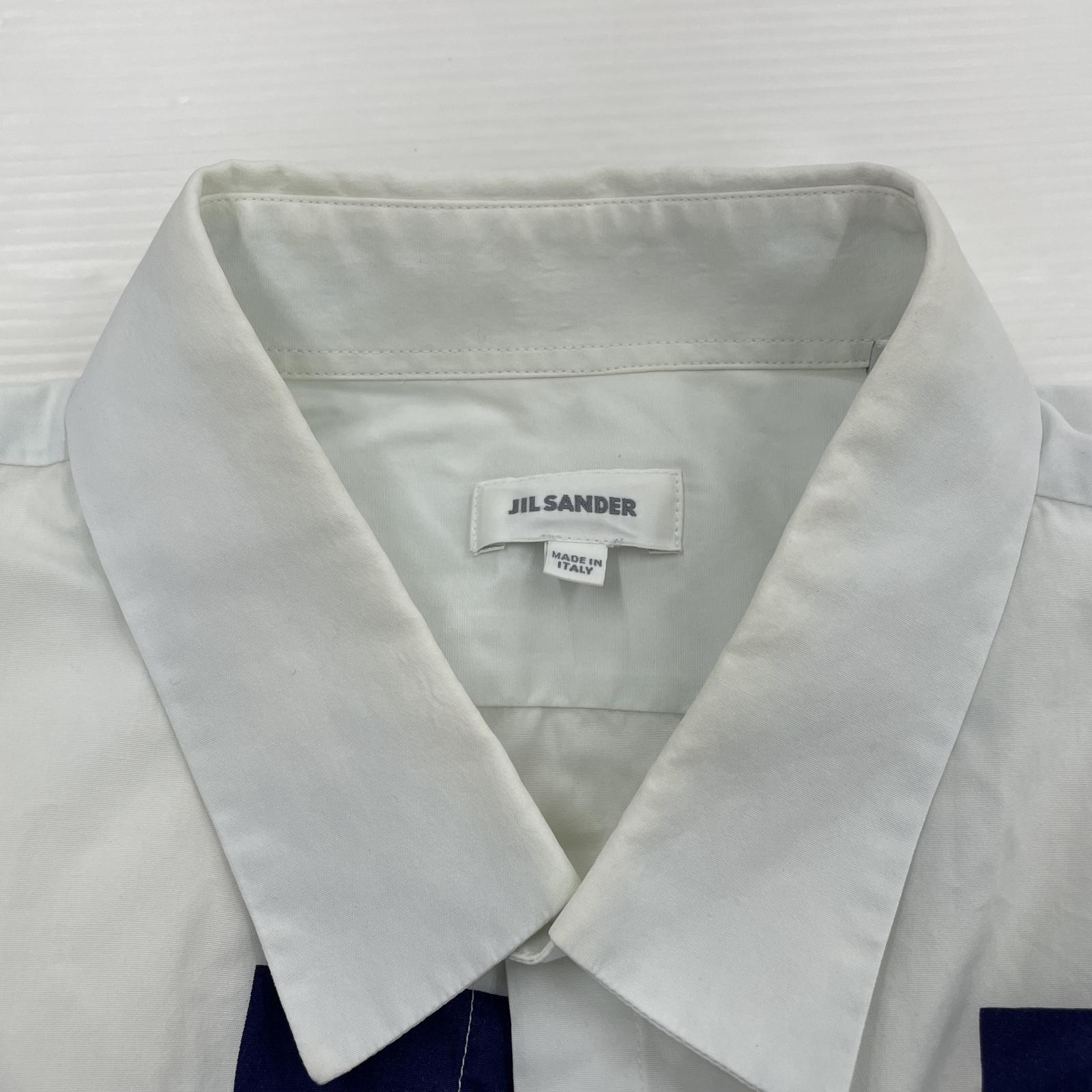 長袖シャツ JIL SANDER ジオメトリックLSシャツ S ホワイト S ホワイト
