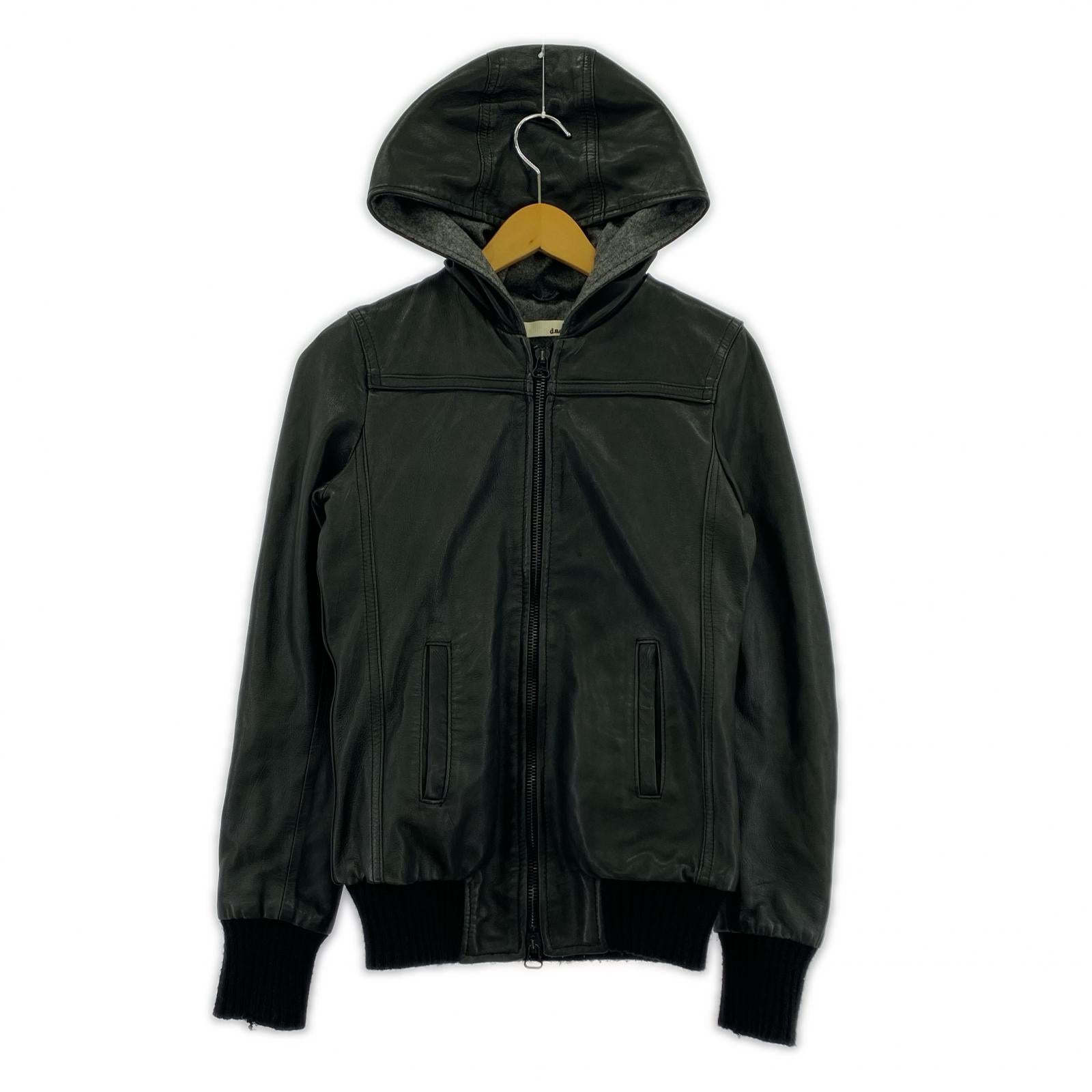 レザージャケット BLK/羊革/38/フード付き 38 ブラック
