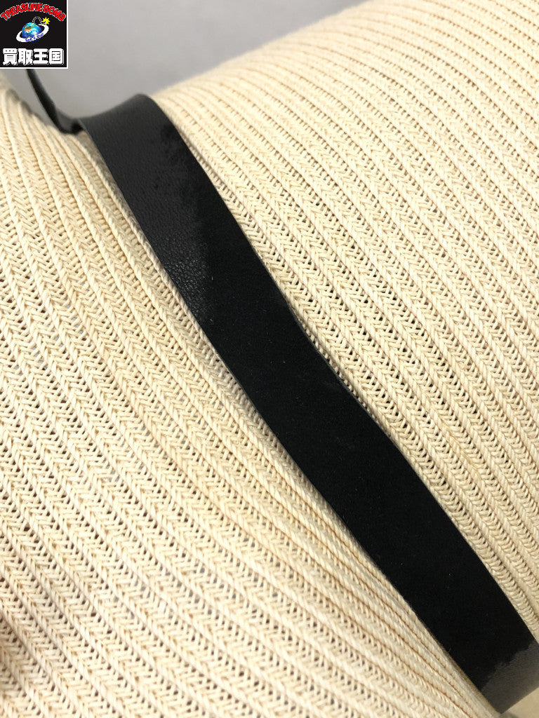 ハット ストローハット レザーリボン