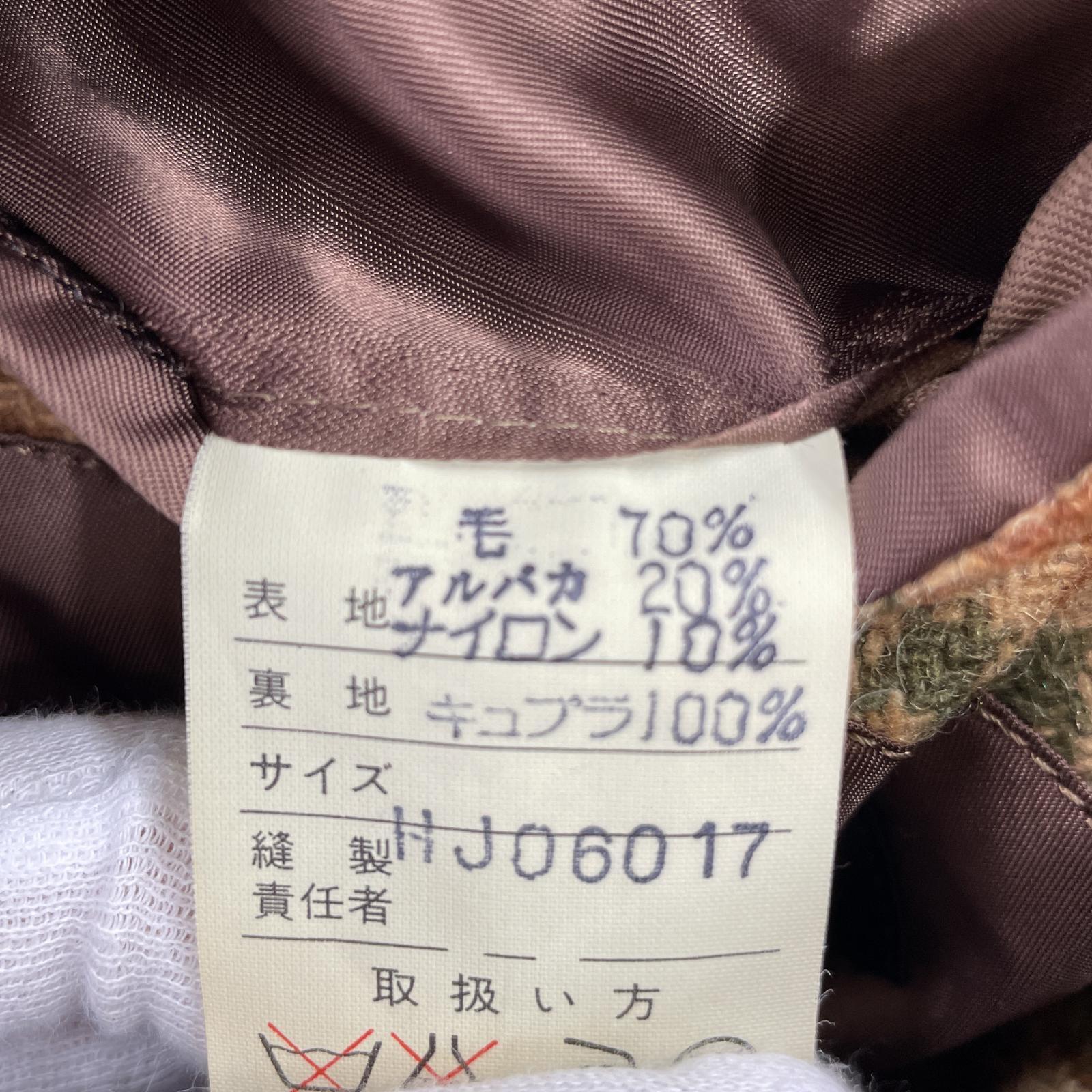 テーラードジャケット COMME des GARCONS HOMME 80s デカオム レザー切替 千鳥ツイードジャケット S