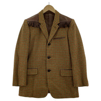 テーラードジャケット COMME des GARCONS HOMME 80s デカオム レザー切替 千鳥ツイードジャケット S