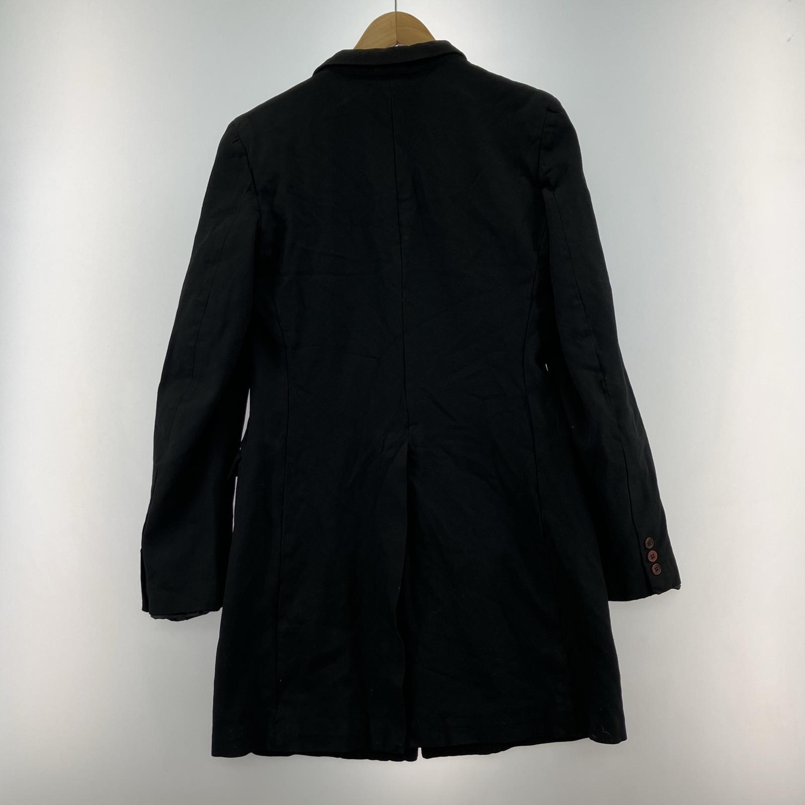 ジャケット COMME des GARCONS HOMME PLUS ポリ縮絨 ベロアポイント ロングジャケット ブラック S ブラック