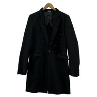 ジャケット COMME des GARCONS HOMME PLUS ポリ縮絨 ベロアポイント ロングジャケット ブラック S ブラック